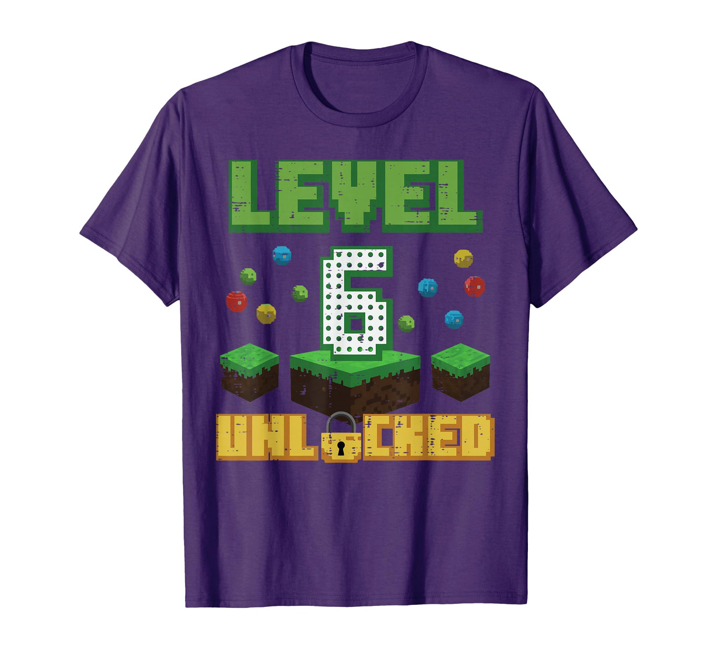 Level 6 Unlocked Pixel Gamer 6th Birthday Gaming Boys Kids T-Shirt