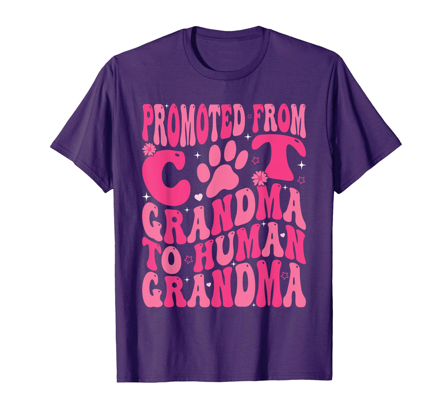 Promoted From Cat Grandma To Human Grandma Mother's Day T-Shirt