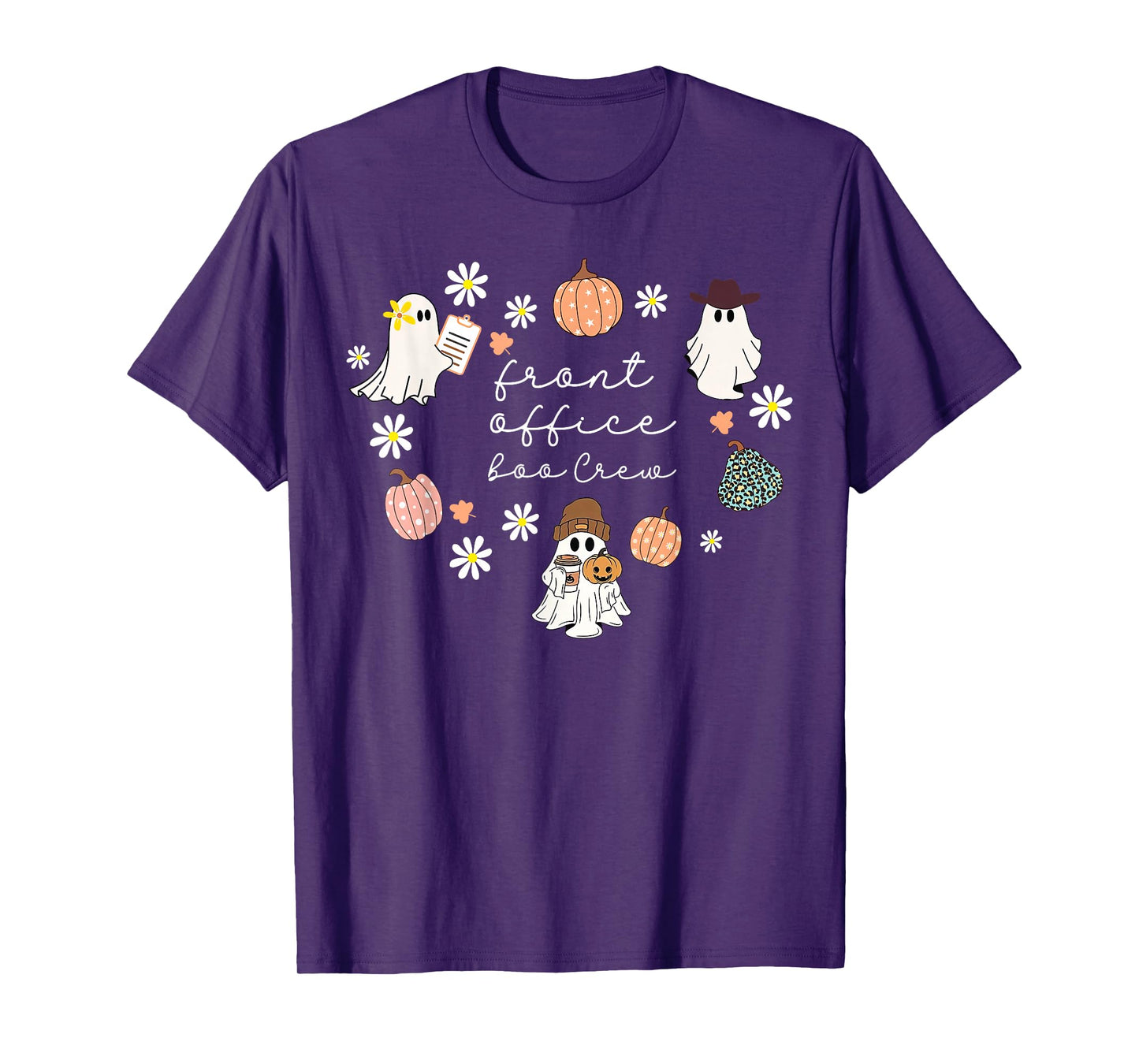 Front Office Boo Crew Pumpkin Ghost Halloween Admin Squad T-Shirt