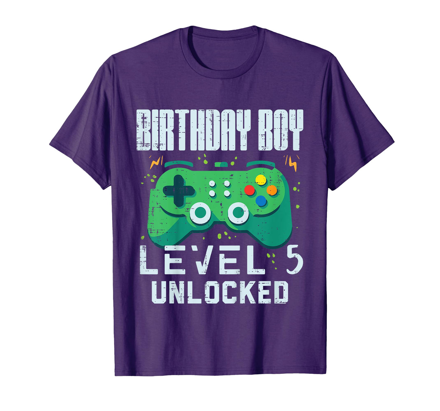 Kids Birthday Boy Level 5 Unlocked Gamer Controller 5th Bday Boys T-Shirt