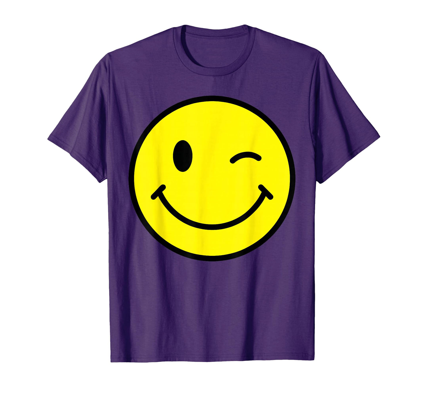 70s Yellow Smile Face Winking Happy Wink Smiling Funny Retro T-Shirt