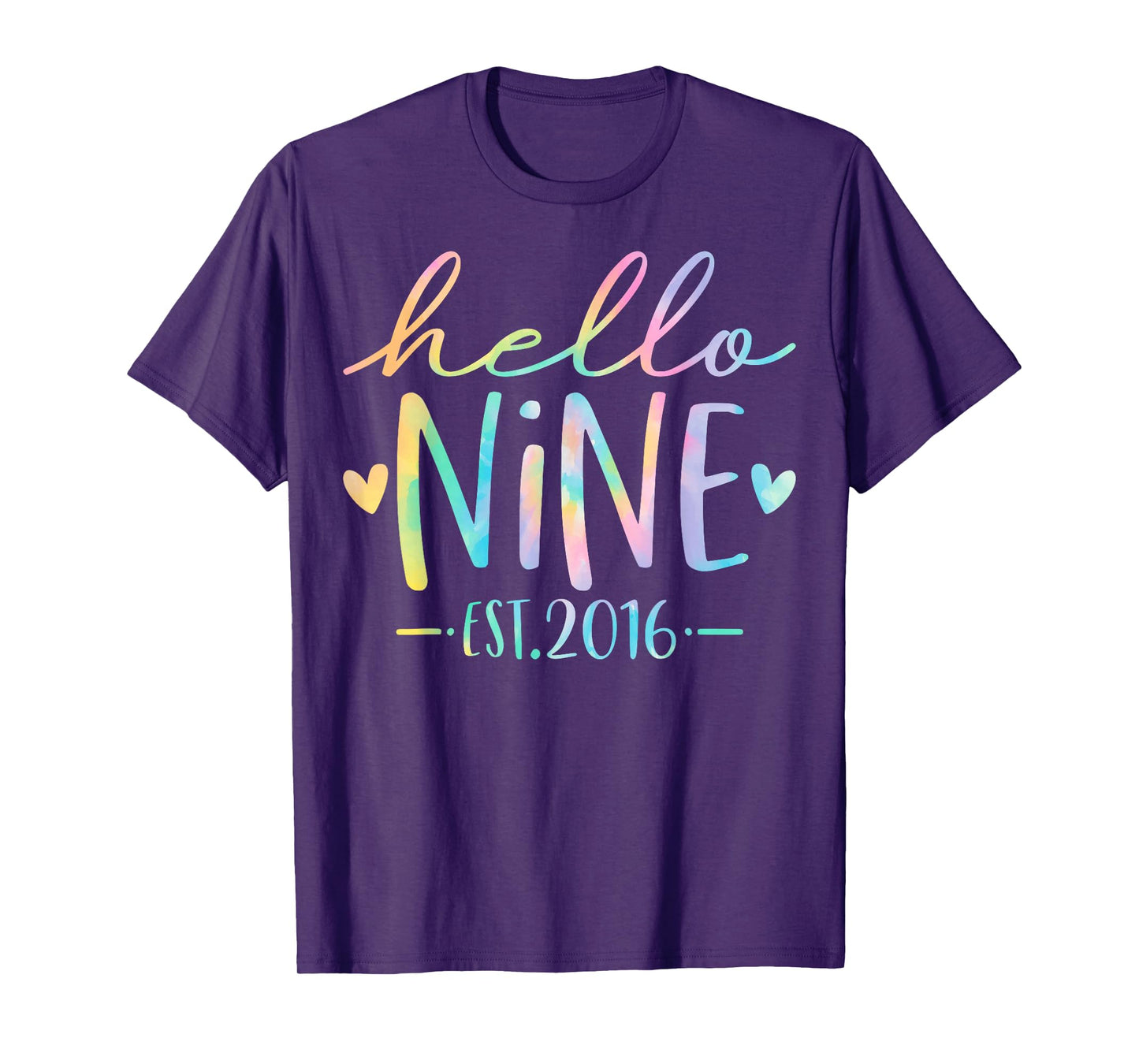 Hello Nine Est 2016 9 Years Old 9th Birthday Girls Boys T-Shirt