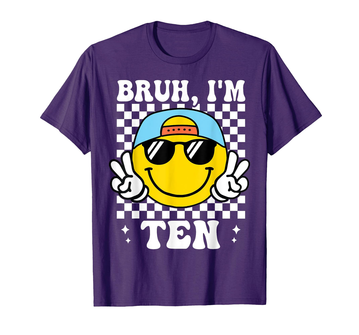 Bruh I'm Ten 10 10th Birthday Groovy Boys Girls 10 Years Old T-Shirt