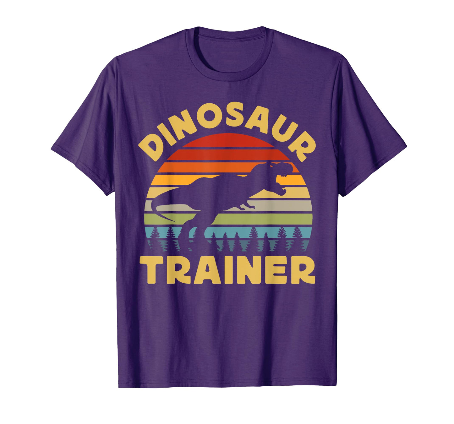 Dinosaur Trainer Halloween Costume Retro Sunset Dino Outline T-Shirt