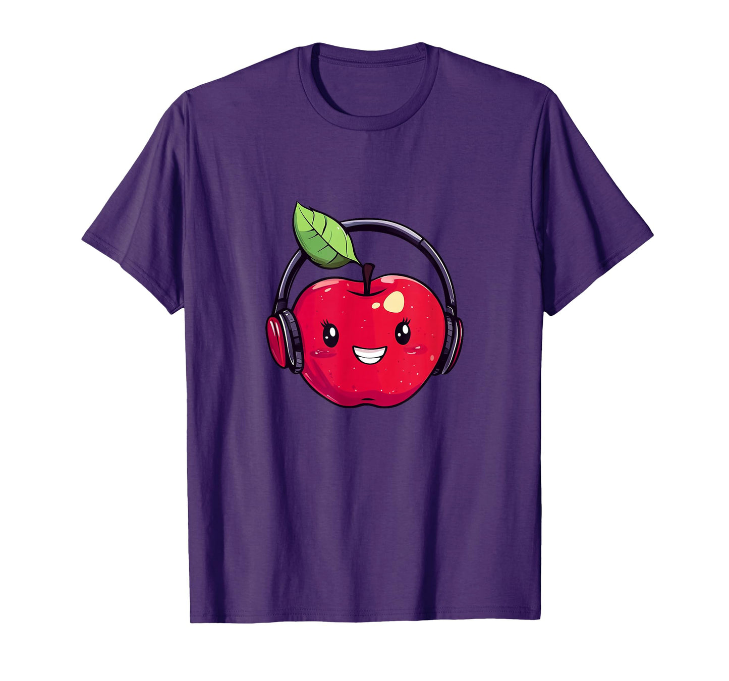 Cool Red Apple with Headphones for Boys and Girls T-Shirt