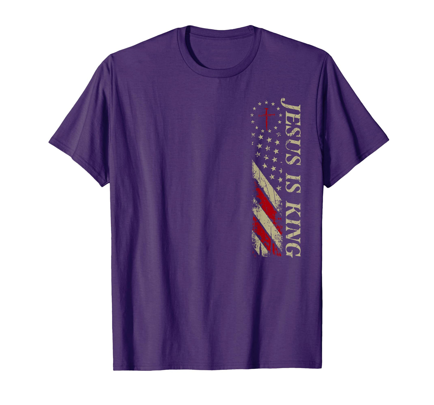 Jesus is King Cross Christian USA Flag 2 Sides Tee T-Shirt