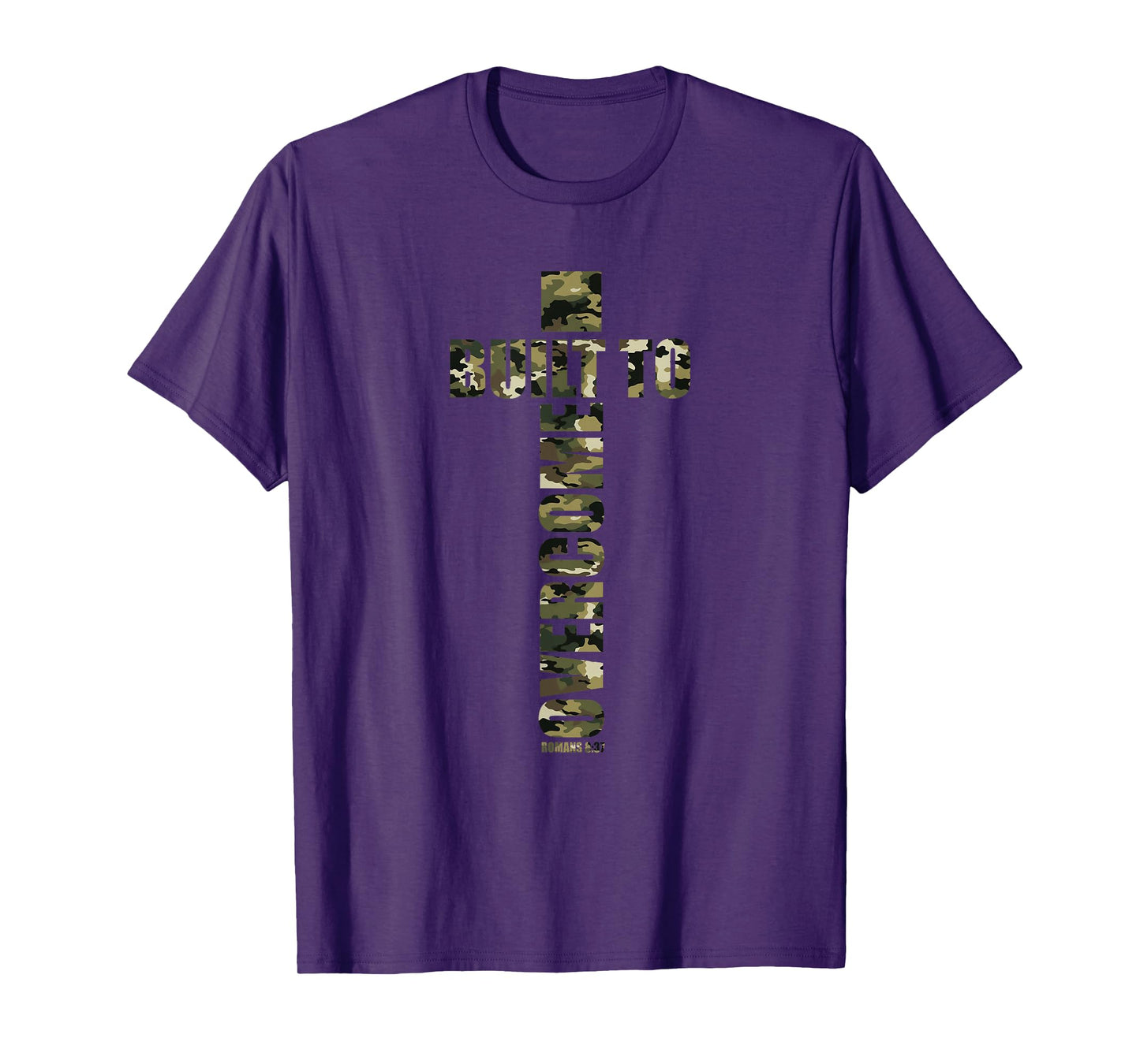 Built to Overcome Camo Workout Scripture Faith Gym Christian T-Shirt