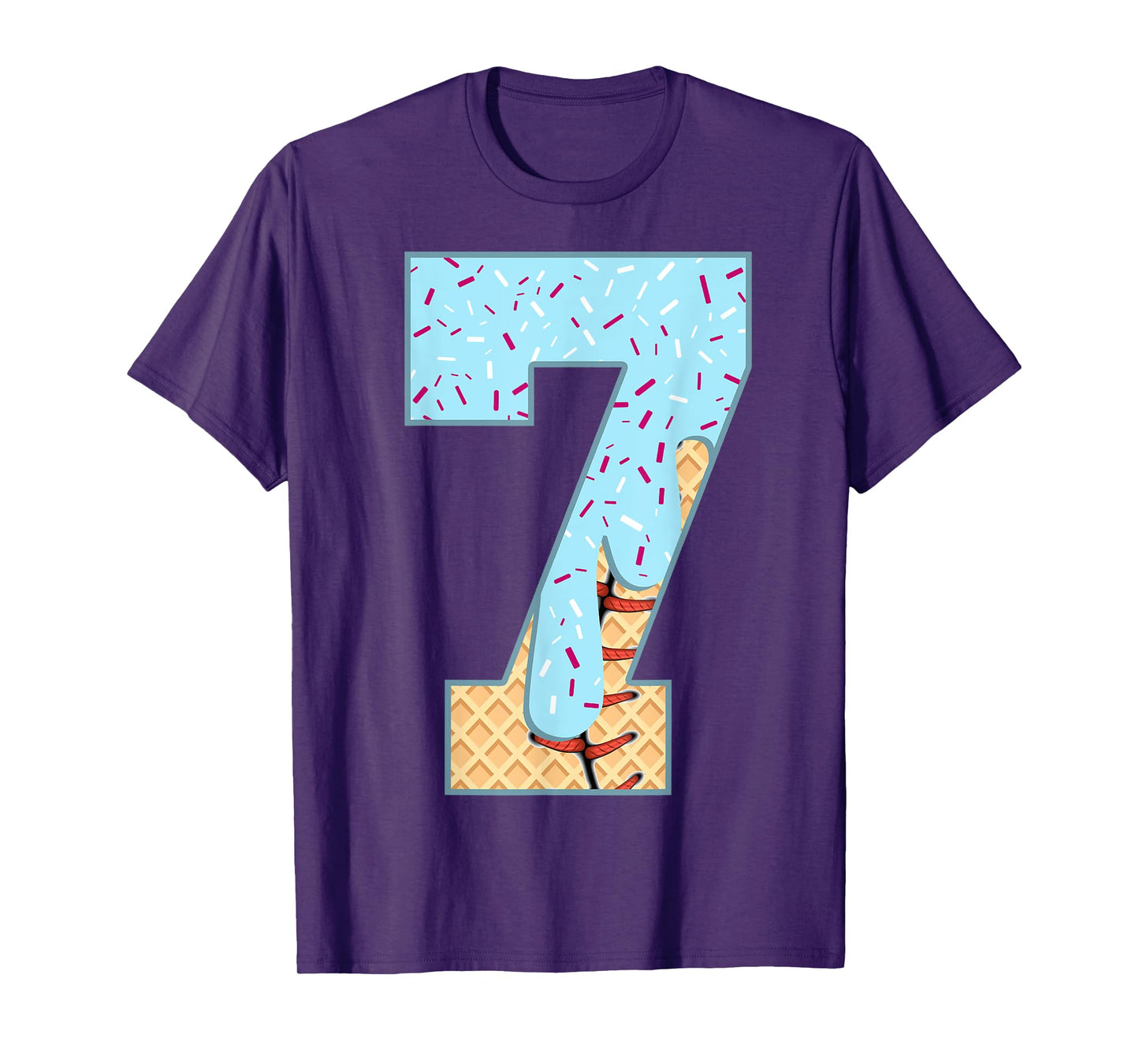 Baseball Drip 7 Year Old Ice Cream Drip Boys 7th Birthday T-Shirt