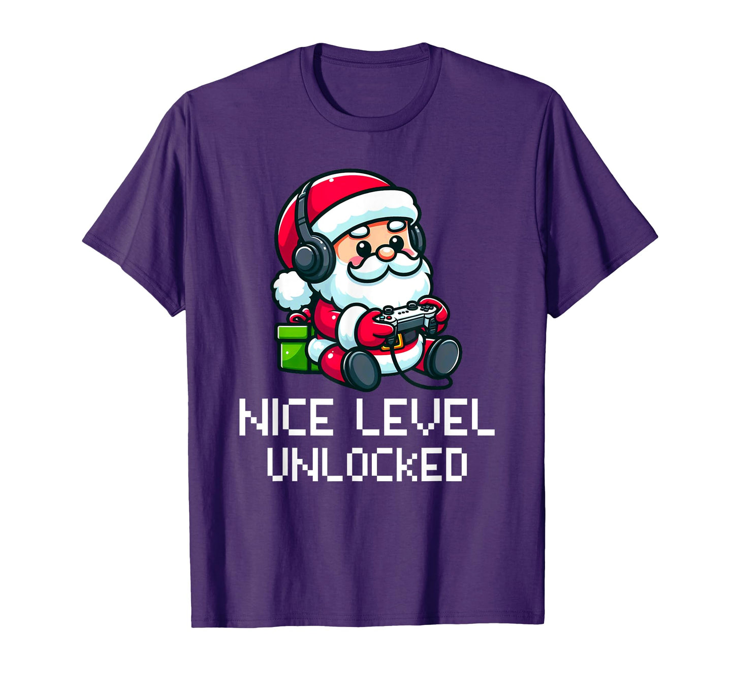Santa Claus Playing Video Game Funny Nice Level Unlocked T-Shirt