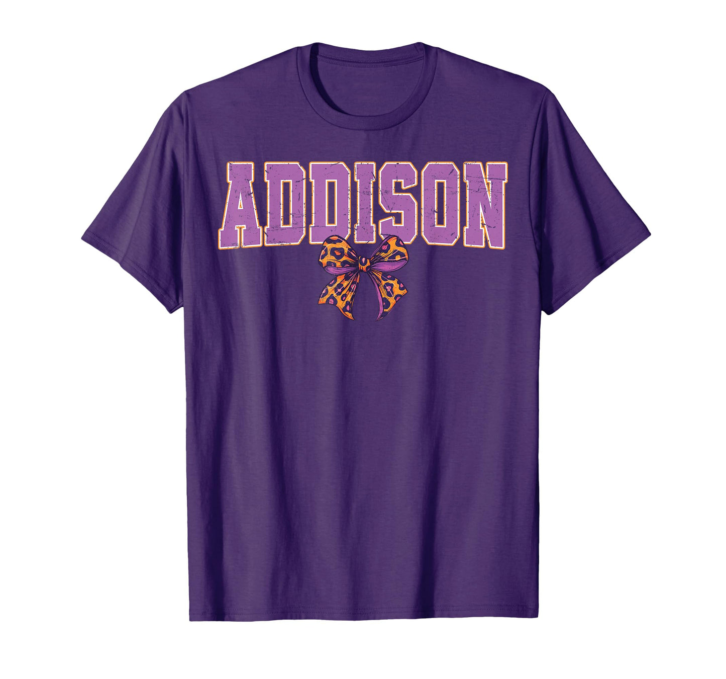 Addison Leopard Bow Trendy Name Design for Women and Girls T-Shirt