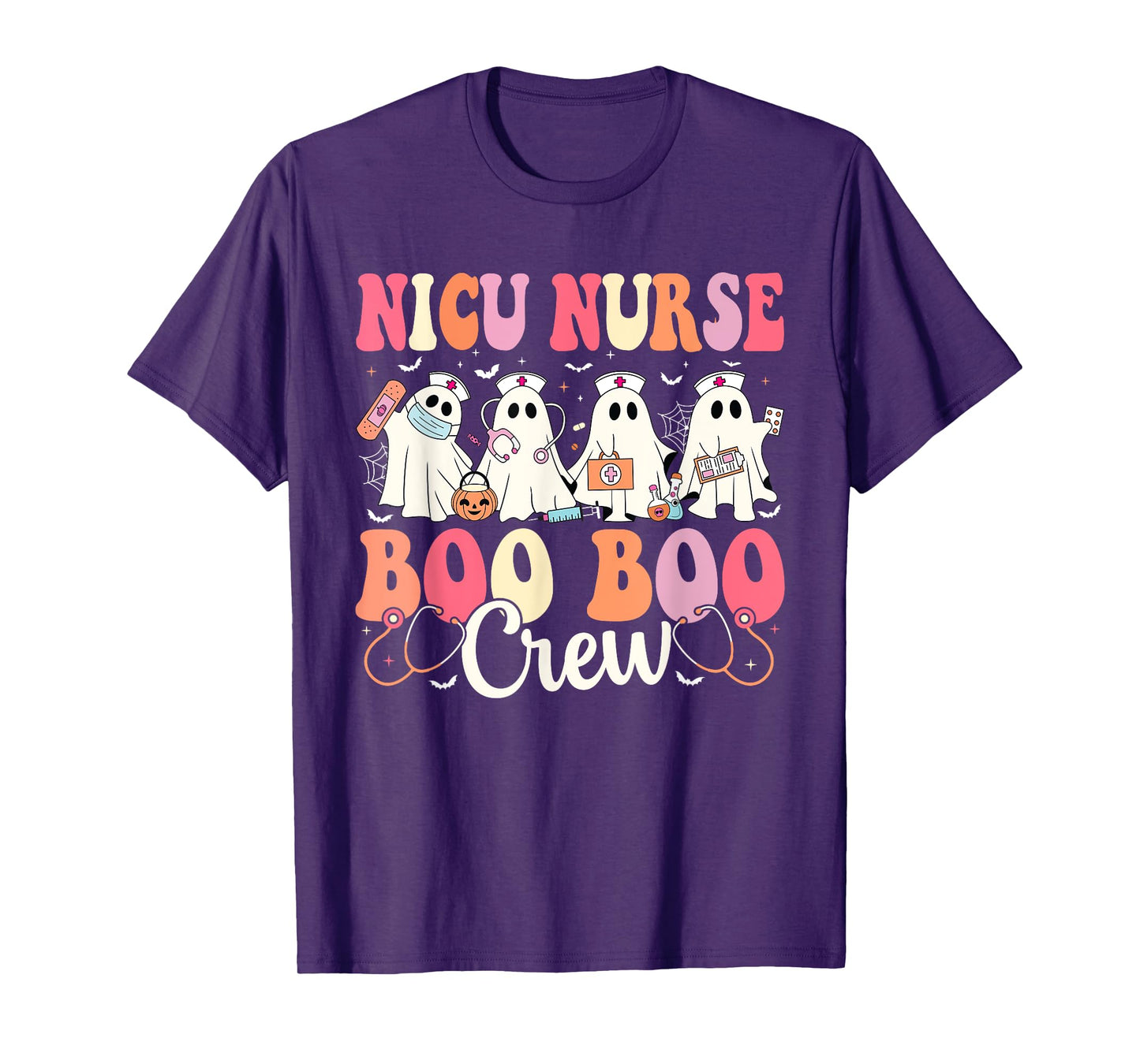 NICU Nurse Boo Boo Crew Ghost NICU Nurse Halloween Costume T-Shirt