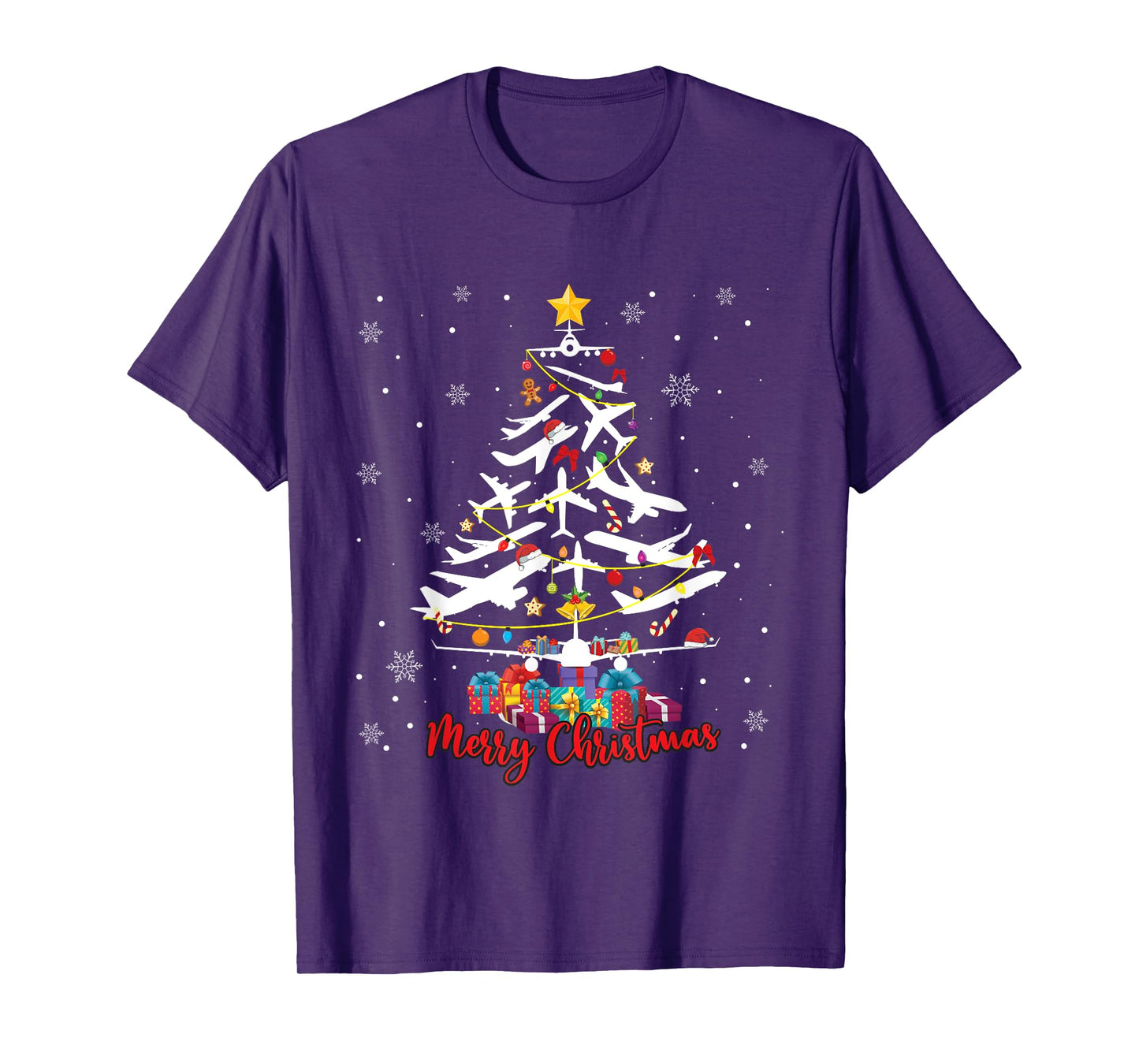 Airplane Christmas Tree Merry Xmas Most Likely Pilot T-Shirt