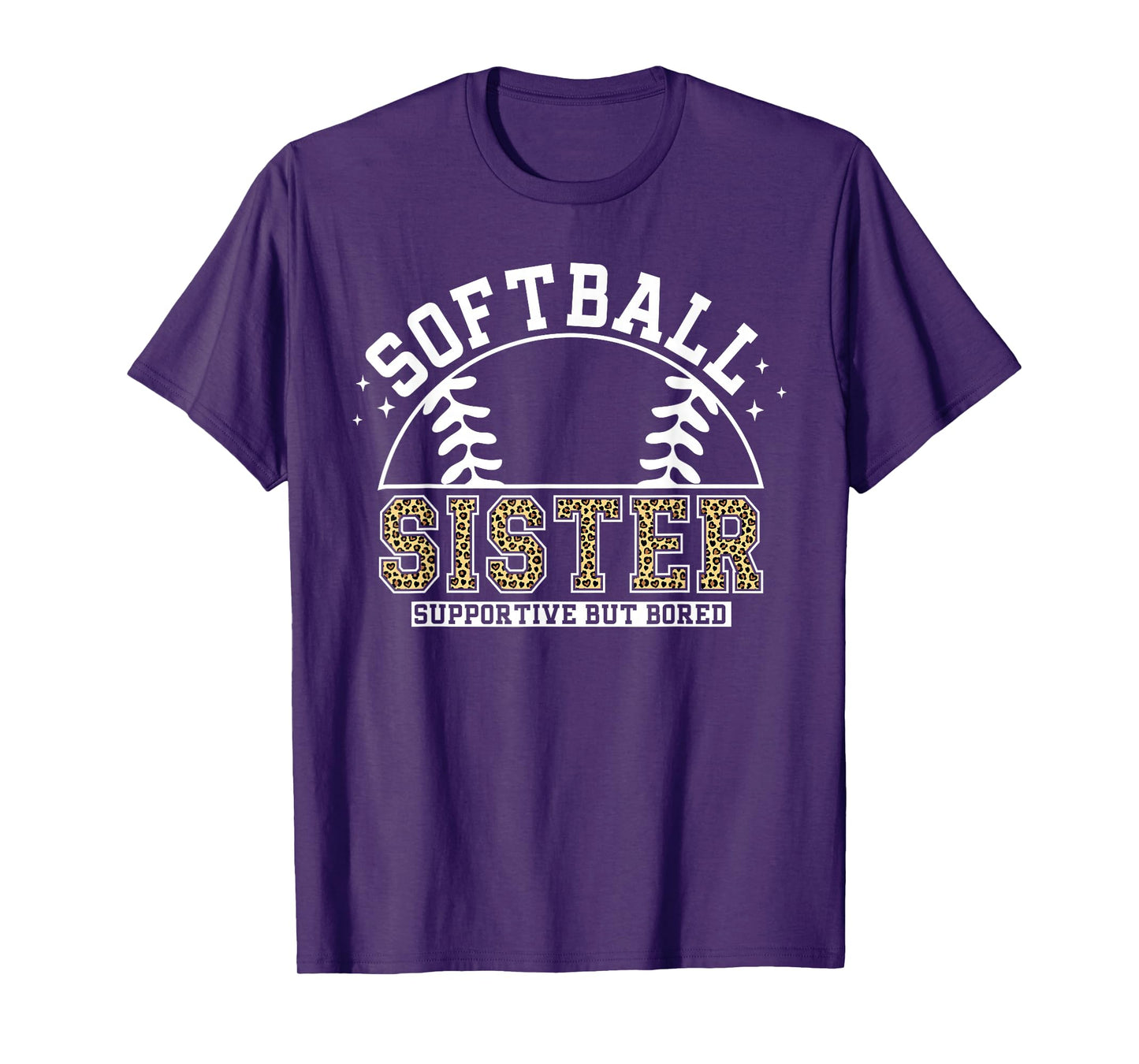 Leopard Softball Sister Supportive But Bored Softball Women T-Shirt