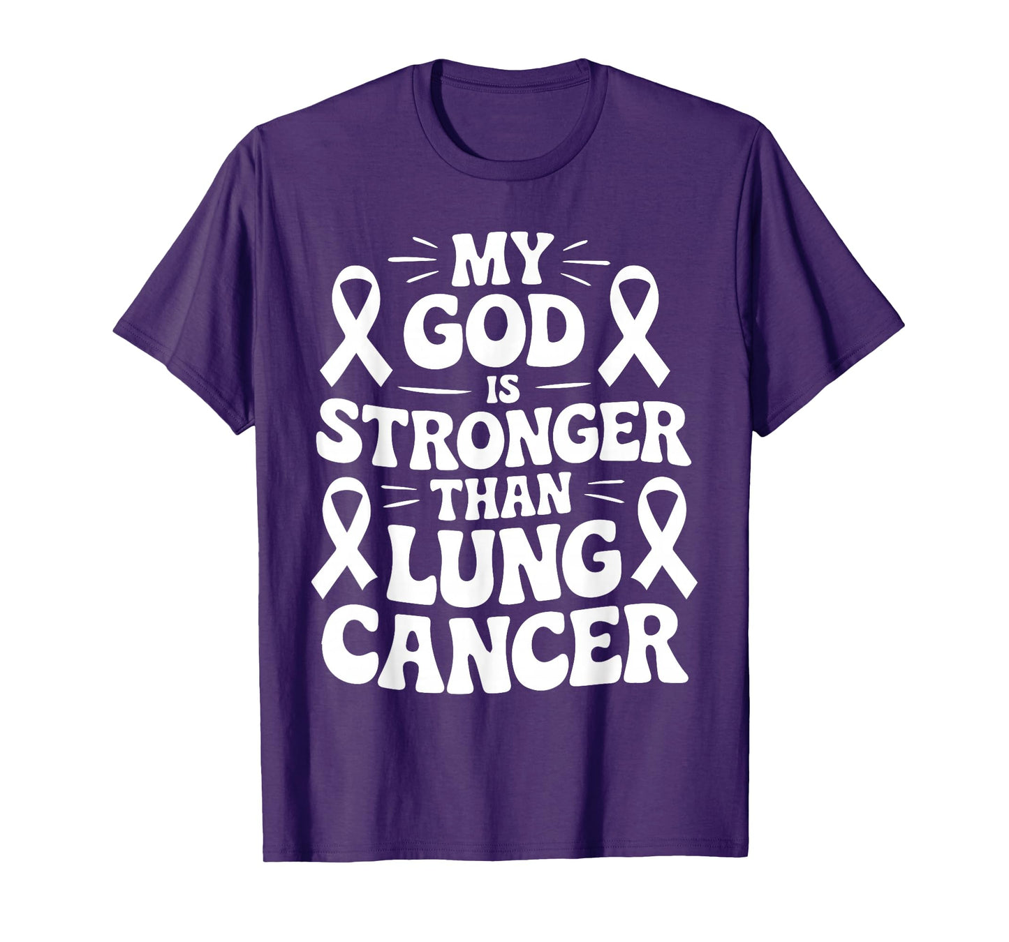 Lung Cancer Support God's Strength White Ribbon Awareness T-Shirt