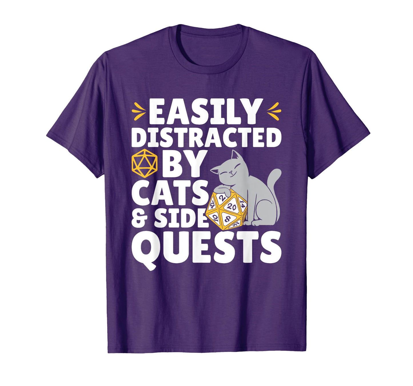 Easily Distracted Cats Side Quests Role Playing RPG Gamer T-Shirt