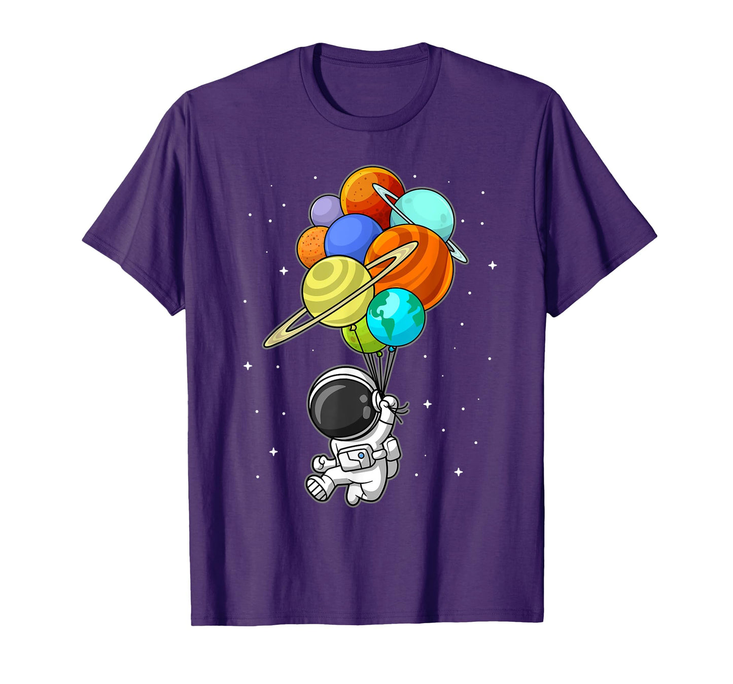 Astronaut Holding Planet Balloons Solar-System Space Kids T-Shirt