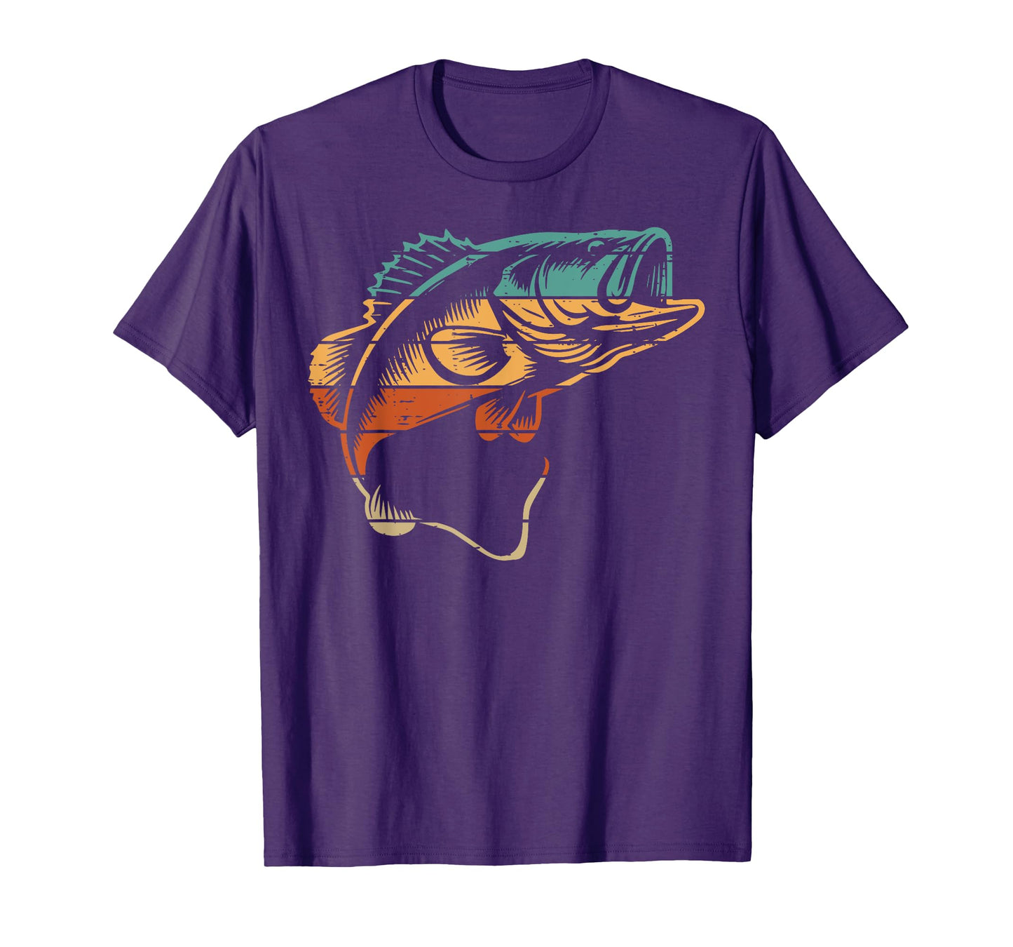 Fishing Bass Fish Retro Colors Fisherman Art Men Women Kids T-Shirt