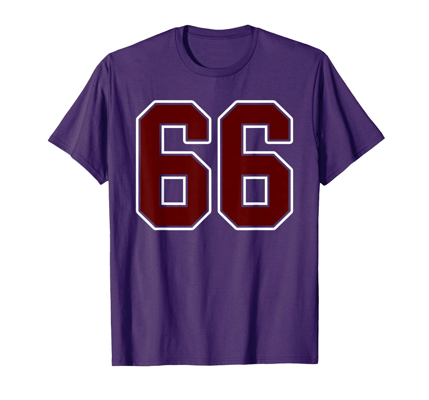 Maroon and White Number 66 Jersey Player Uniform #66 Fan T-Shirt