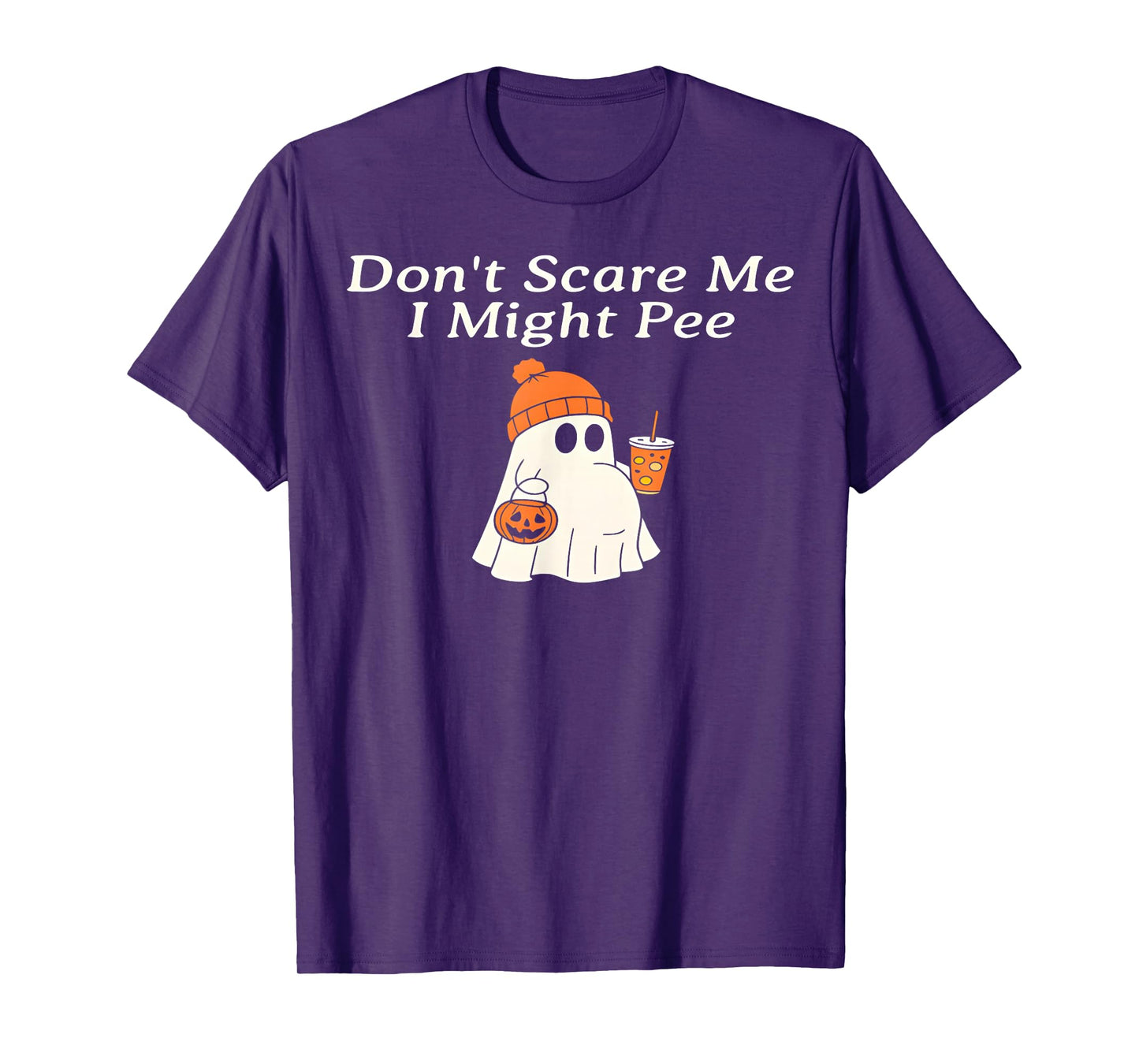 Don't Scare Me I Might Pee Funny Halloween Pregnant Ghost T-Shirt