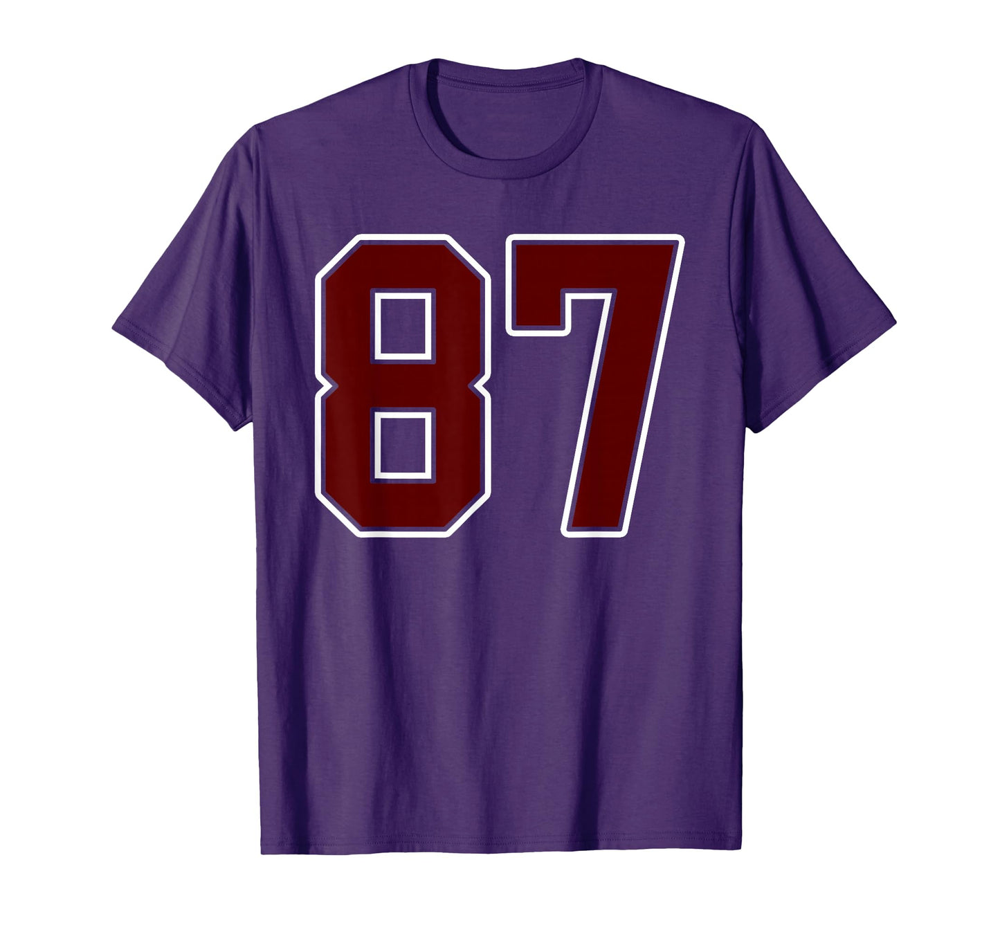 Maroon and White Number 87 Jersey Player Uniform #87 Fan T-Shirt