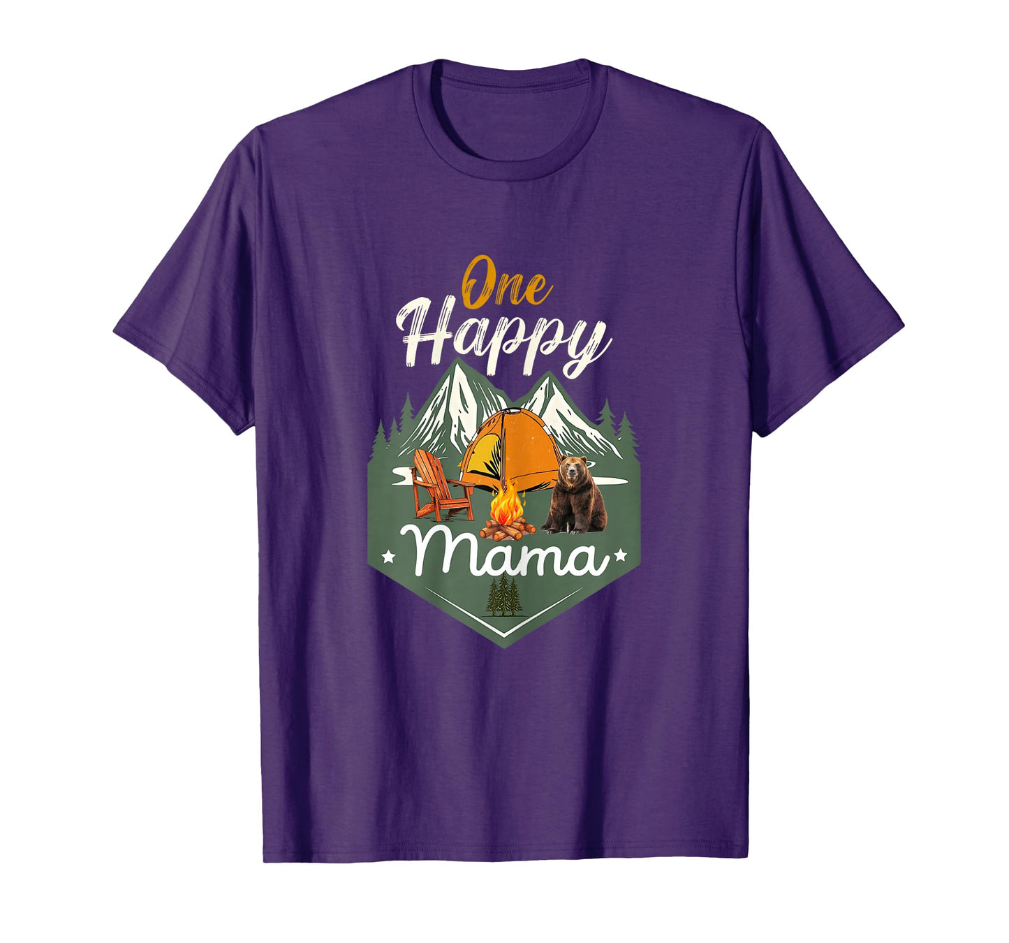 One Happy Mama Camper Birthday Family Bear Matching Mom T-Shirt