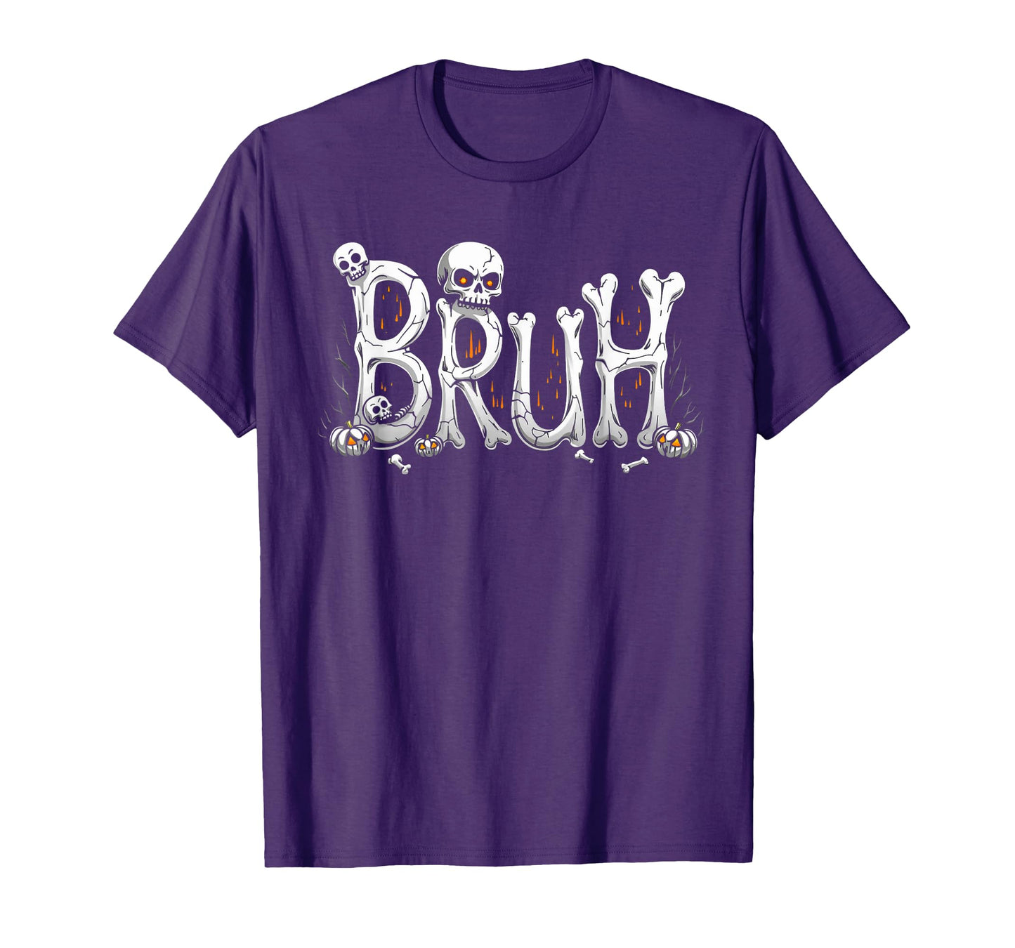 Bruh halloween skull bone skeleton kids boys girls men women T-Shirt
