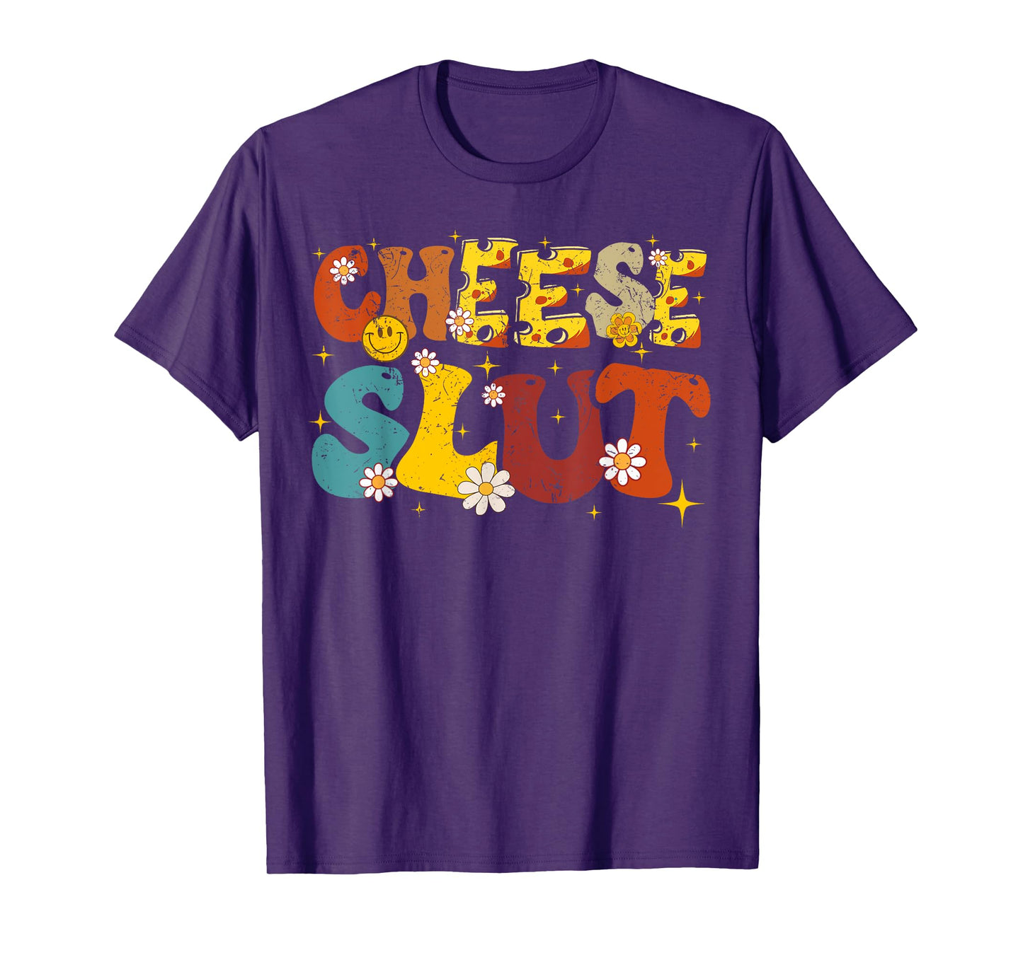 Cheese Slut Groovy Sarcastic Funny Saying Christmas T-Shirt