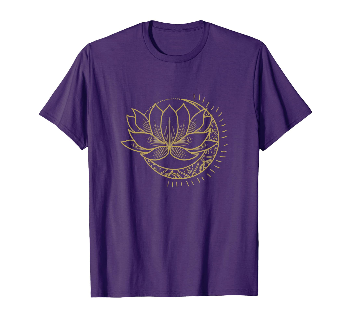 Minimal Crescent Moon Lotus Flower Space Yoga Meditation Art T-Shirt