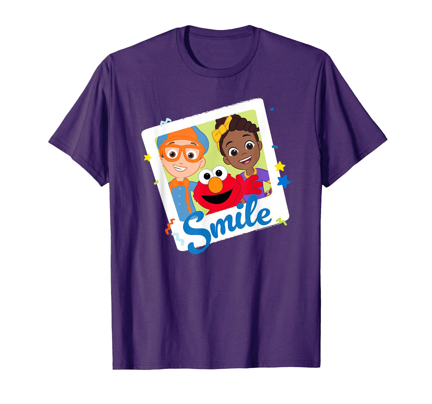 Blippi Sesame Street Smile Blippi Elmo & Meekah Polaroid T-Shirt