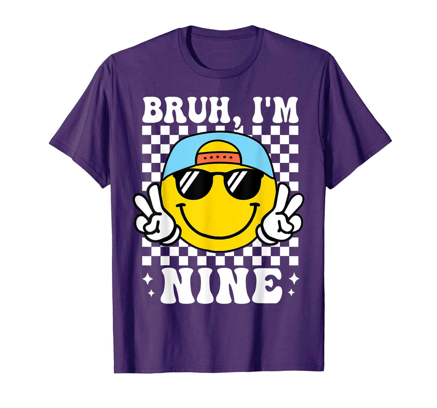 Bruh I'm Nine 9 9th Birthday Groovy Boys Girls 9 Years Old T-Shirt