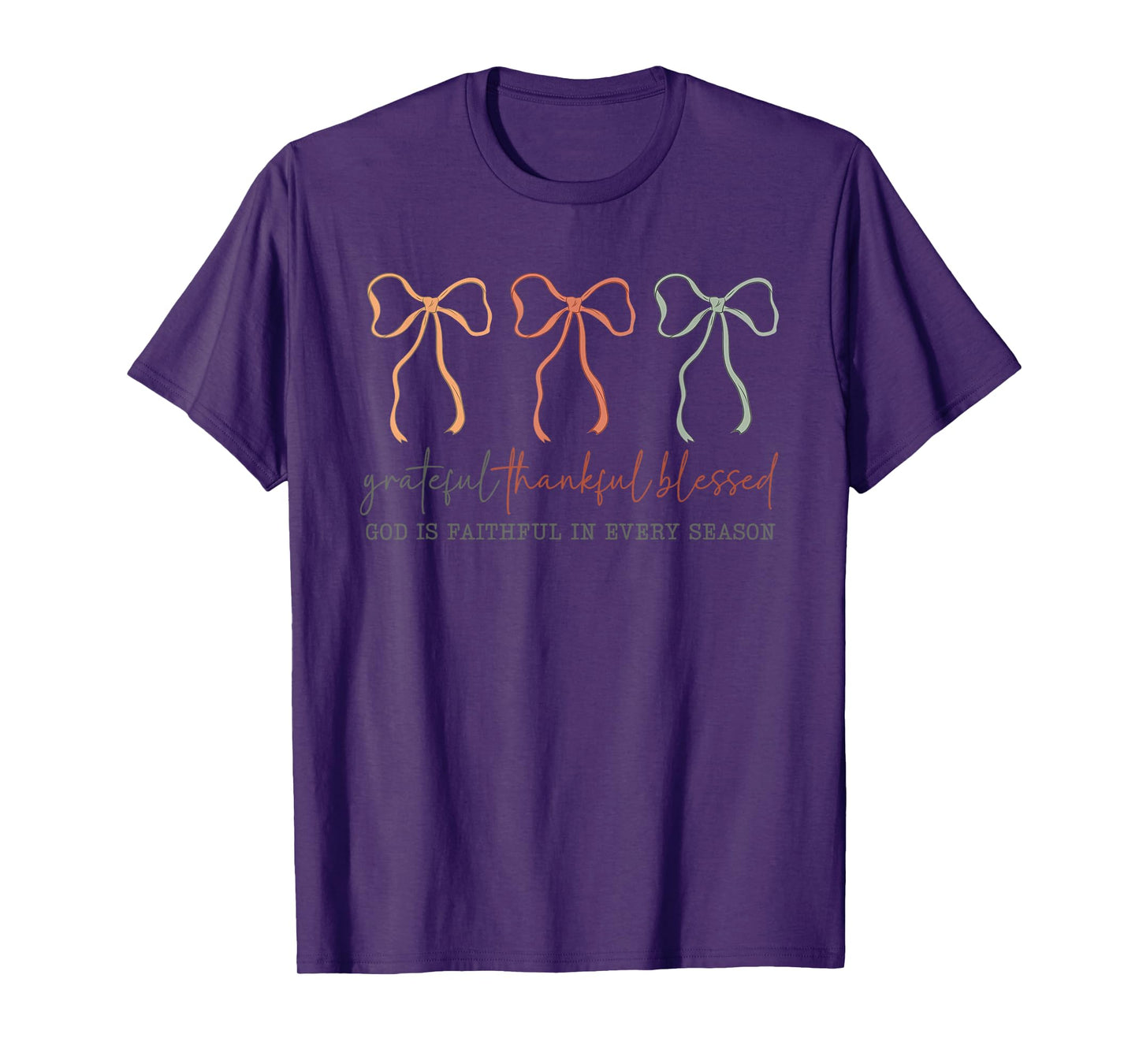 Grateful Thankful Blessed God's Faithful Christian Faith Bow T-Shirt