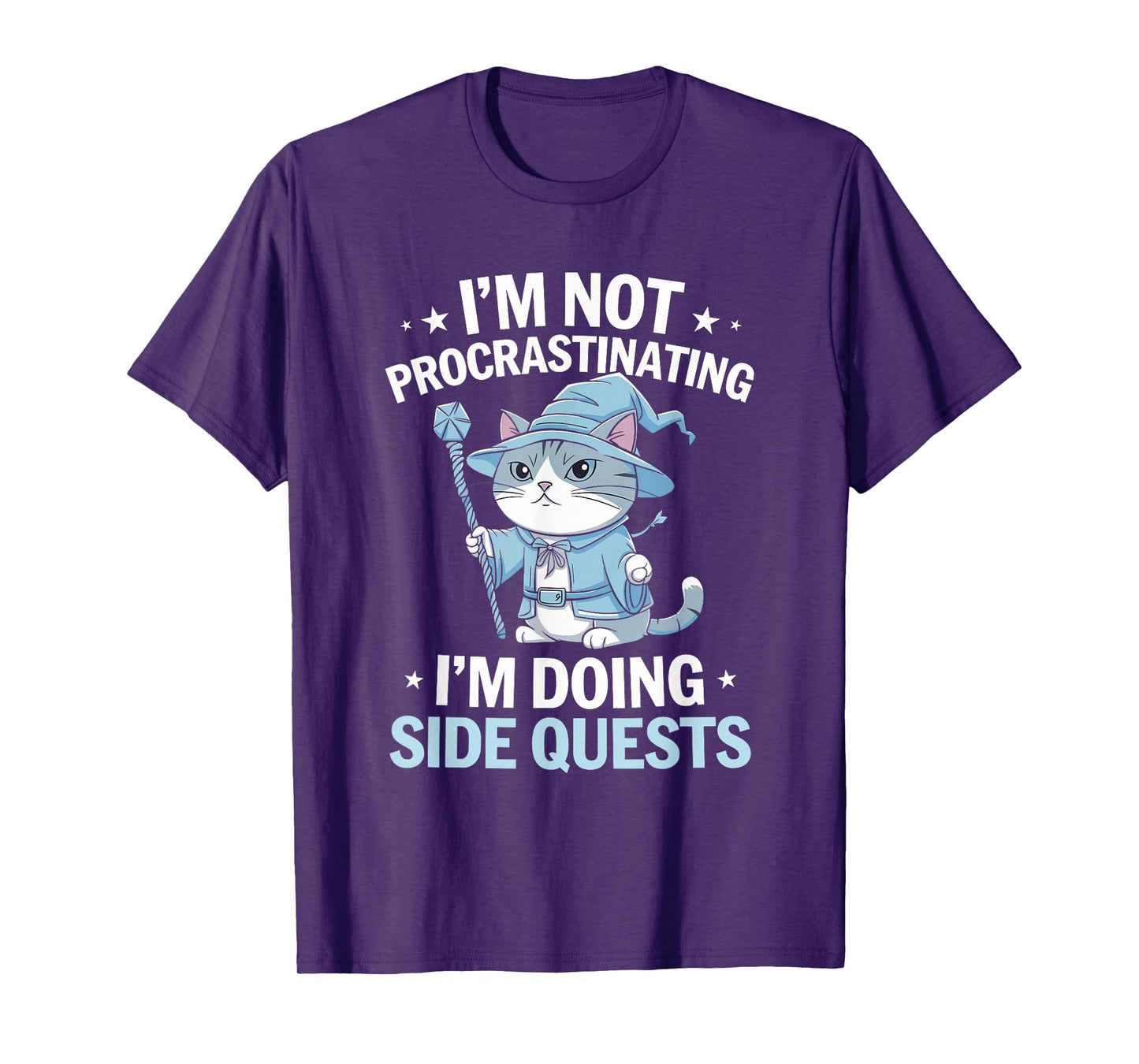 Gamer Cats Side Quest Procrastinating Nerdy Tabletop Fun Men T-Shirt