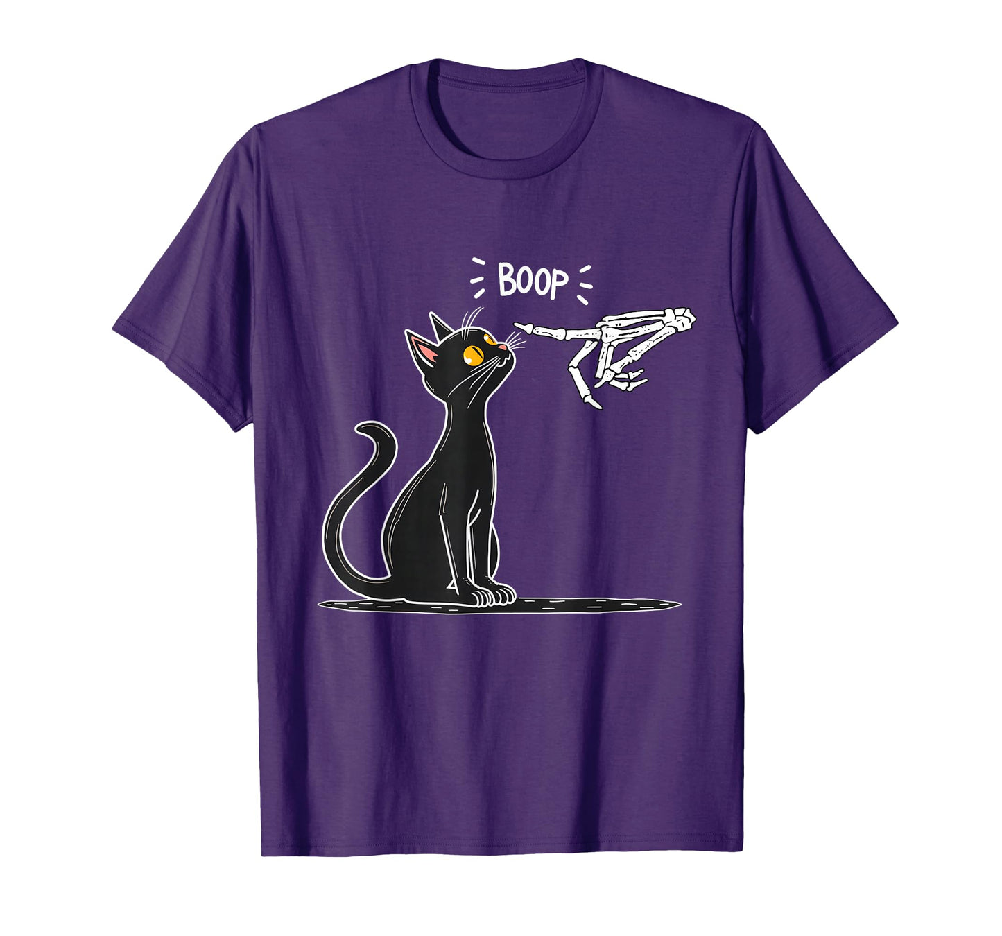Black Cat Skeleton Hand Boop Halloween T-Shirt