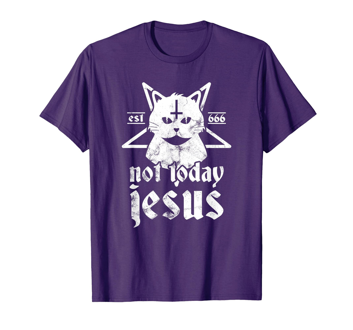 Not Today Jesus Shirt Satanic Cat Pentagram 666 For Atheist T-Shirt for Men Women Girls Kids