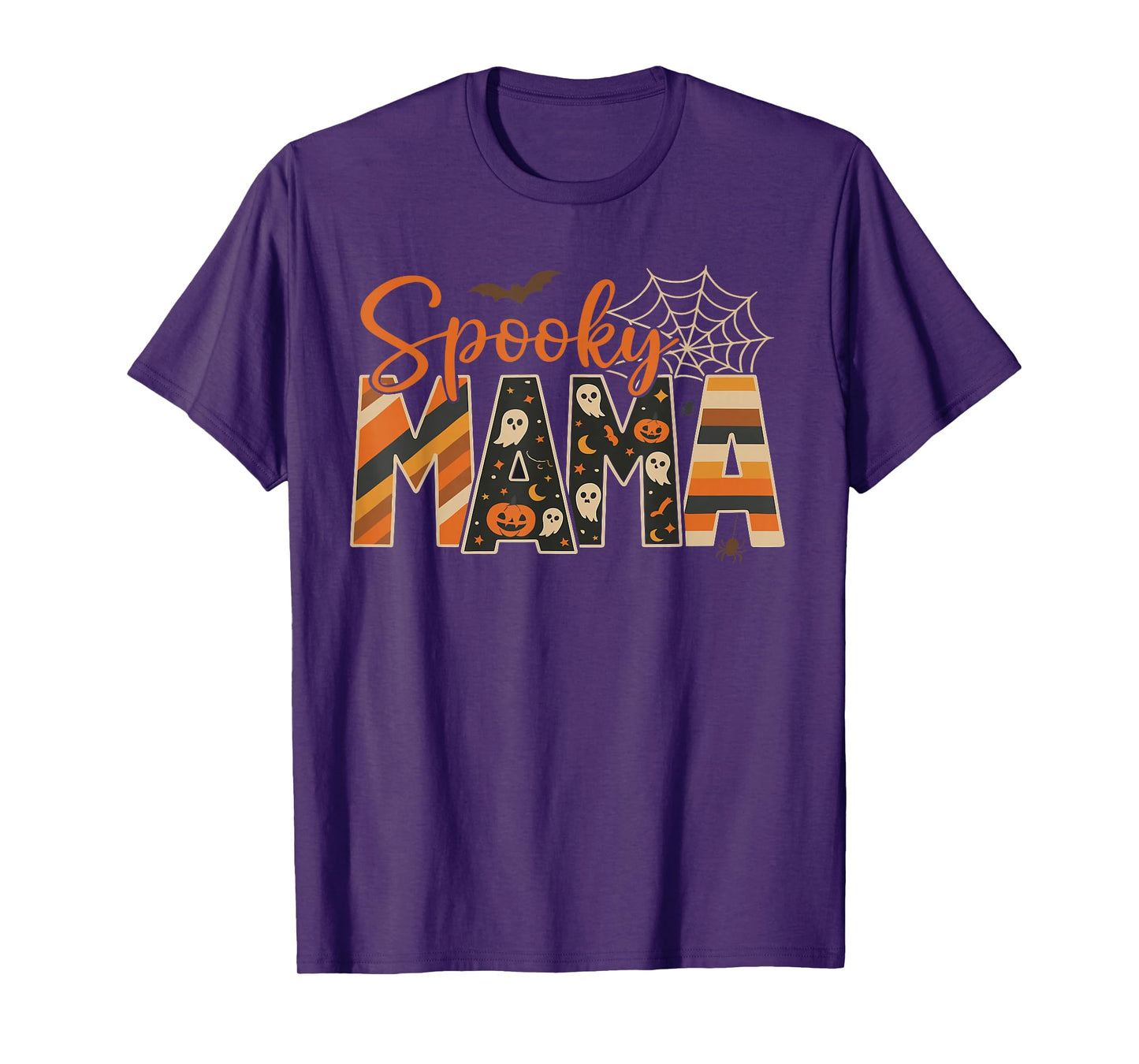 Spooky Mama Funny Mom Halloween Ghost Witch Bat T-Shirt