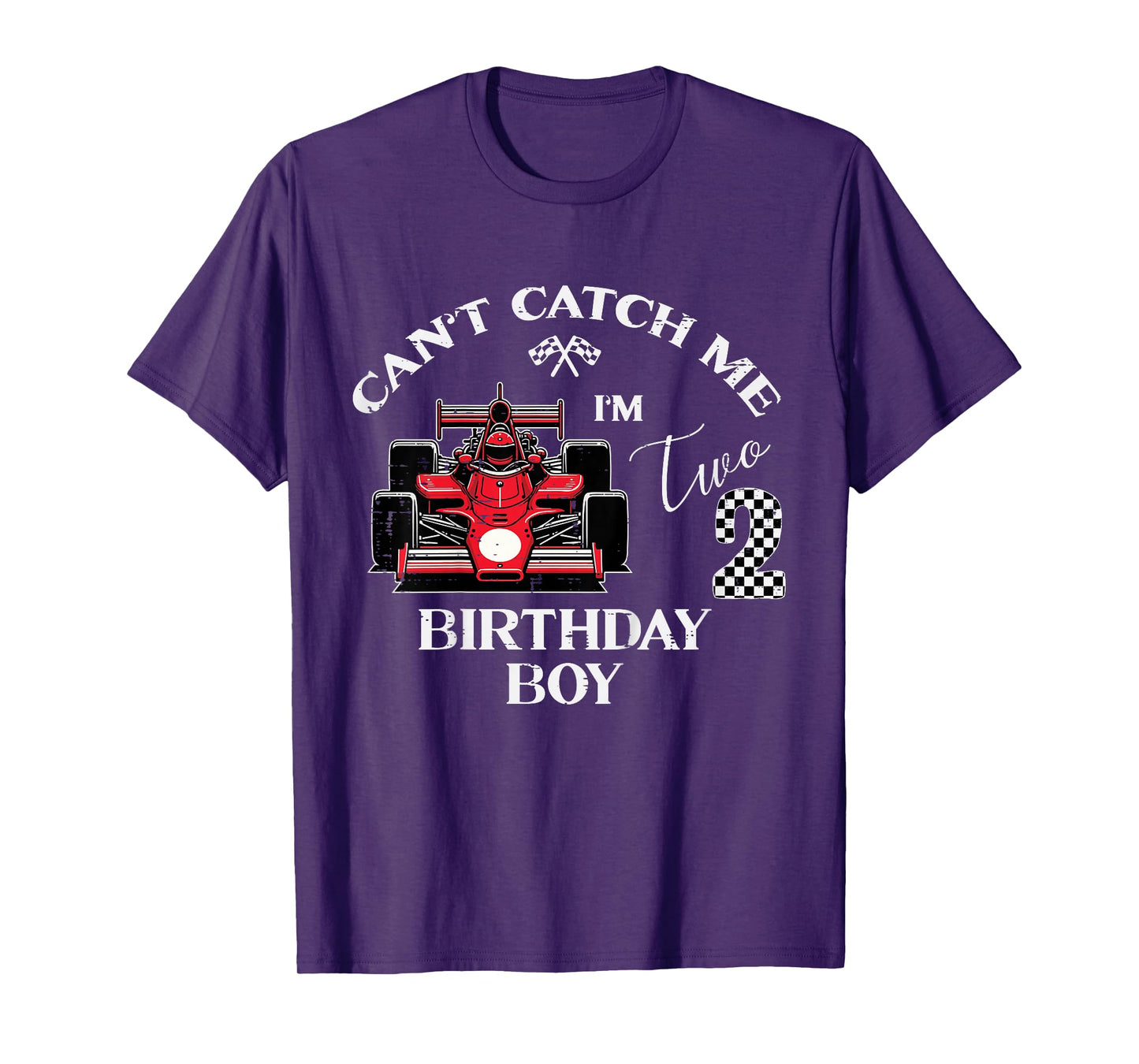Kids 2nd Birthday Race Car Bday Boy Cant Catch Me Im 2 Years Boys T-Shirt