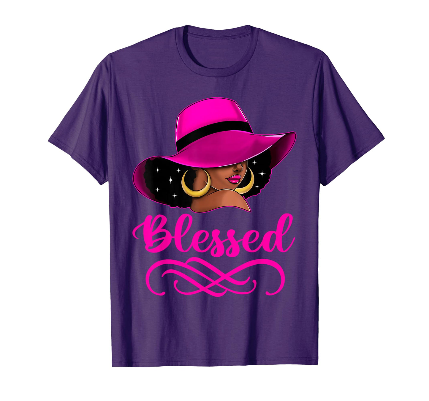 Blessed African American Afro Black Women With Hat Christian T-Shirt