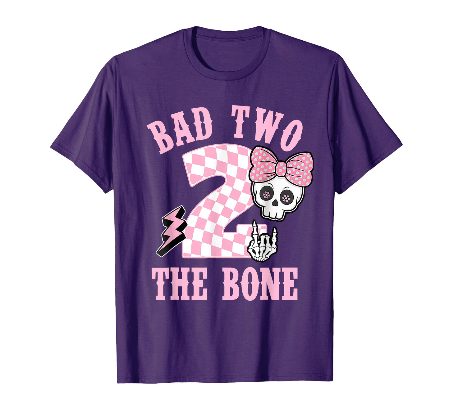 Bad Two The Bone Party Decorations 2 Years Old Birthday Kids T-Shirt