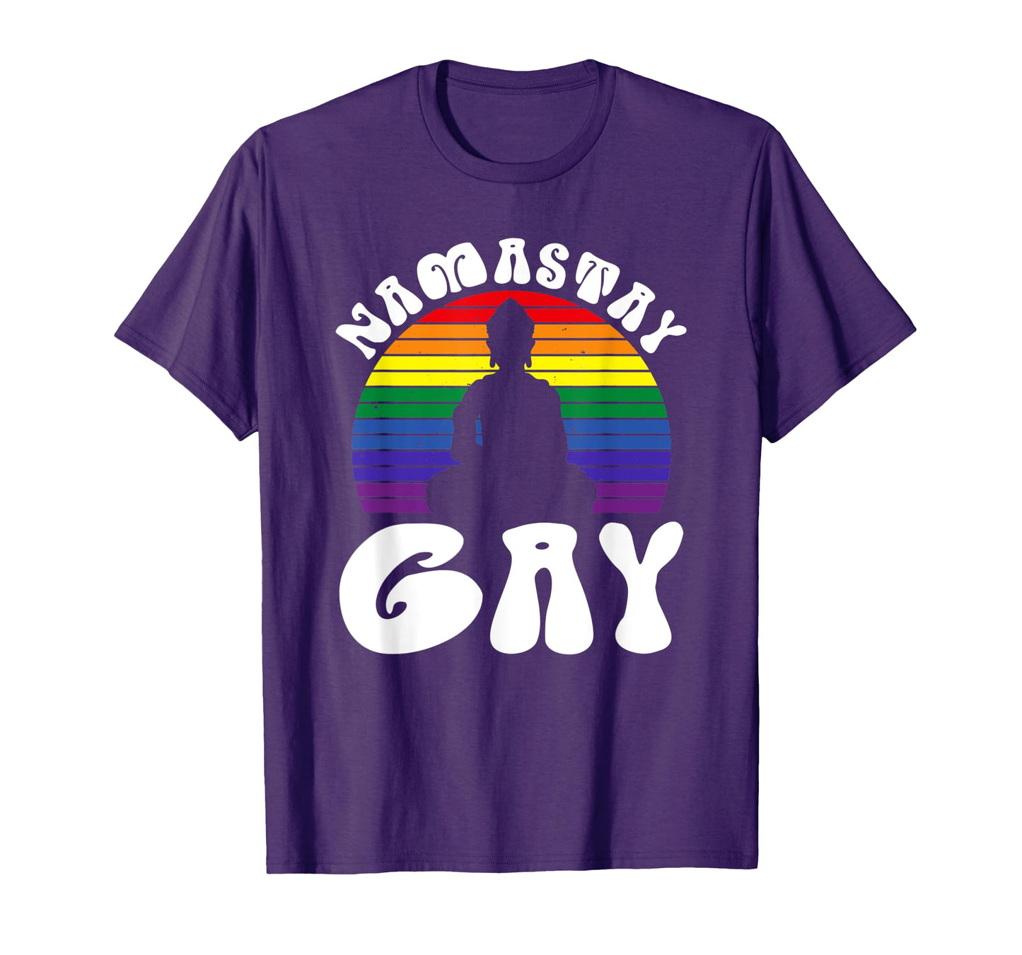 Namastay Gay Pride Meditation Buddha LGBTQ Rainbow Flag Ally T-Shirt