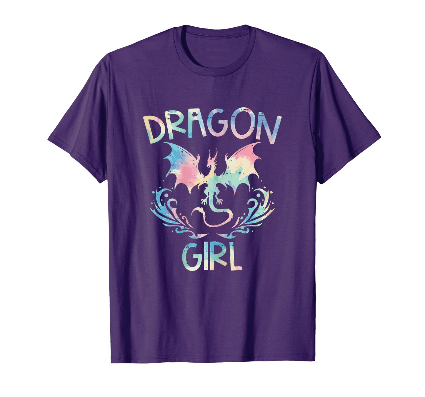 Dragon Girl Tie Dye Cute Fantasy Mythical Women Girls Kids T-Shirt
