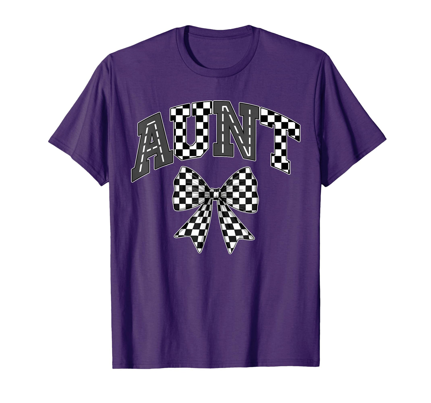 Aunt Racing Race Car Checkered Family Birthday Matching T-Shirt