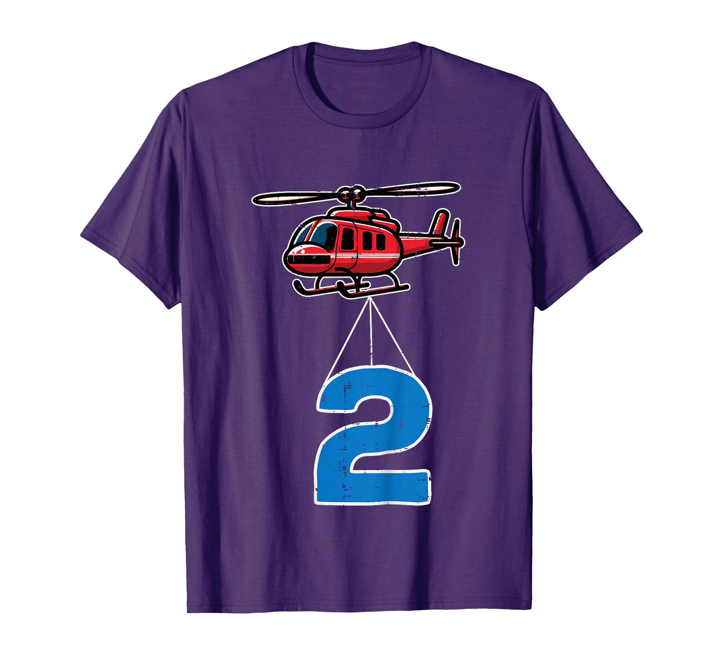 Kids 2nd Birthday Helicopter 2 Two Year Old Bday Toddler Boys Kid T-Shirt