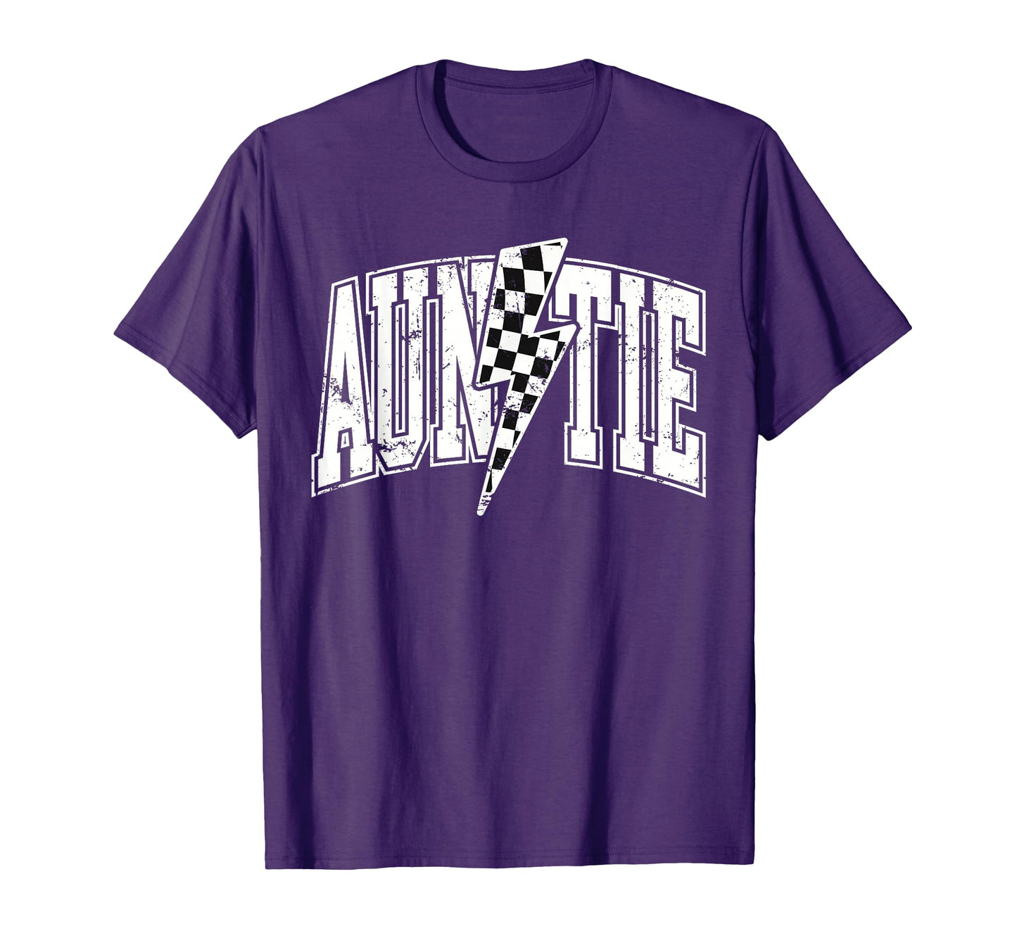 Auntie Hosting Race Car Pit Crew Checkered Birthday Party T-Shirt