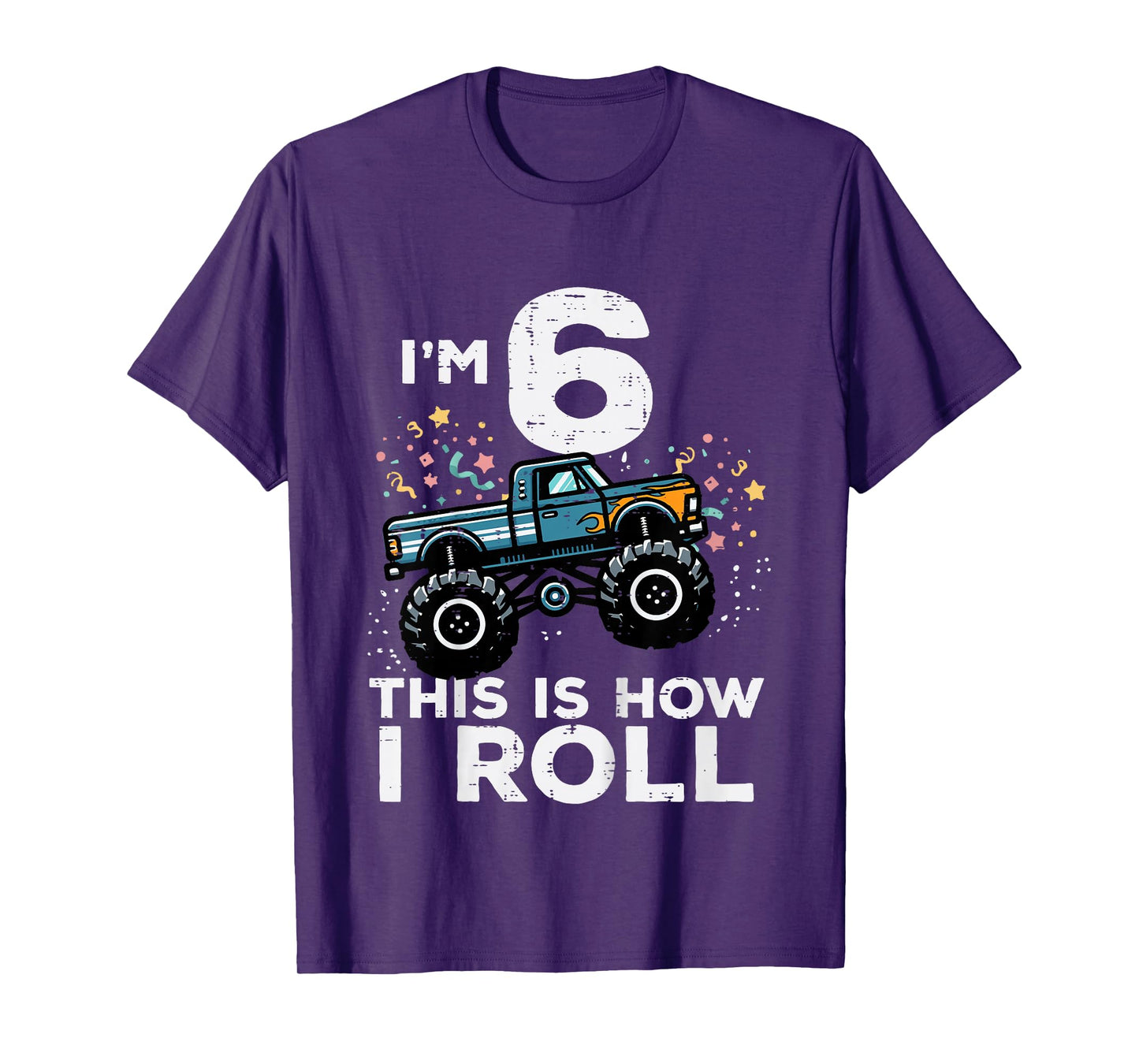Kids Im 6 Years Old Monster Truck 6th Birthday Boys Kids T-Shirt