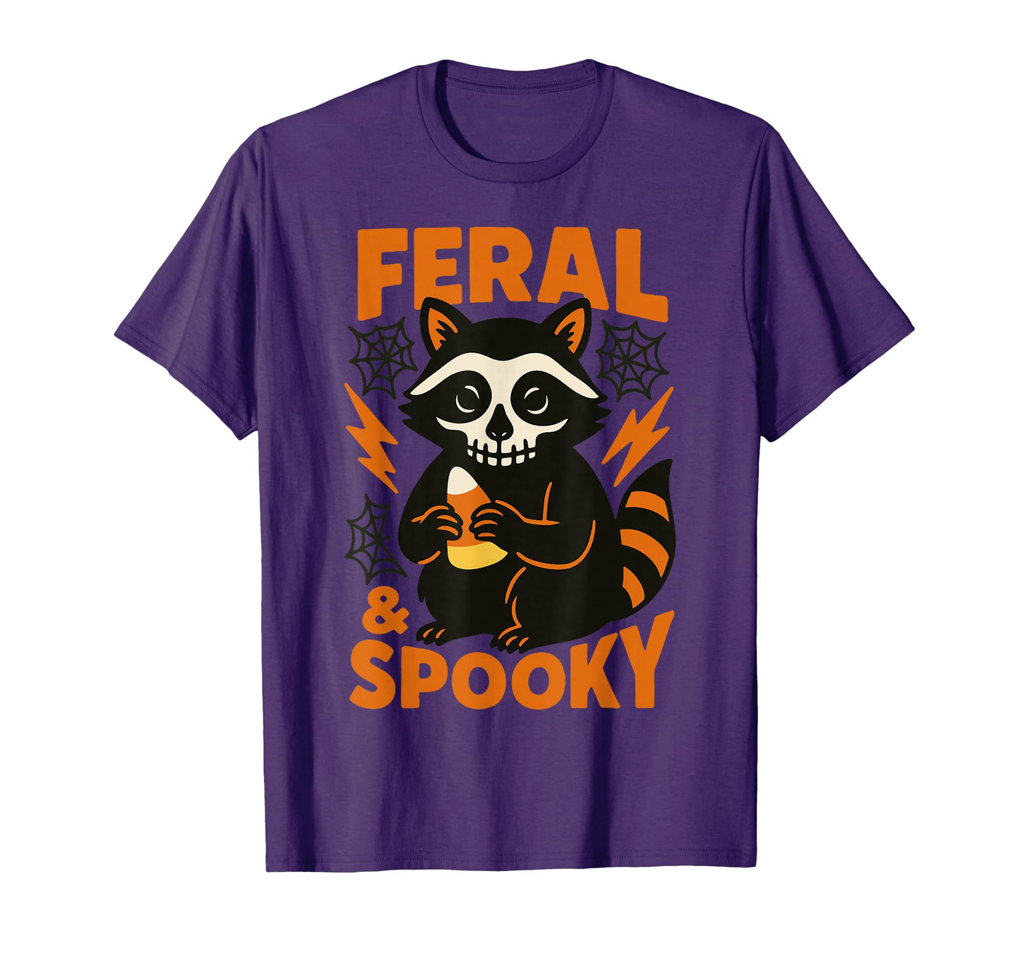 Feral And Spooky Halloween Raccoon Skull Trick Or Treat T-Shirt