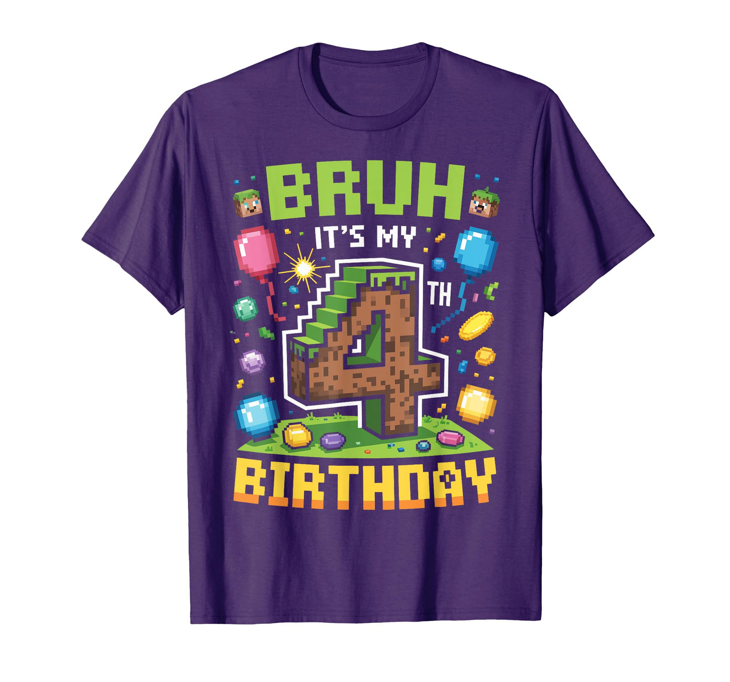 Birthday Boy Shirt Bruh It's My 4th Birthday Video Gamer T-Shirt