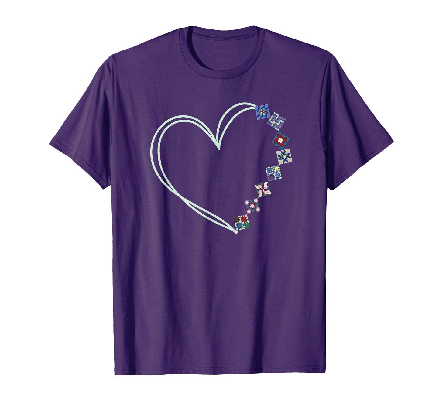 A Heart Made of Quilt Blocks Quilting T-Shirt