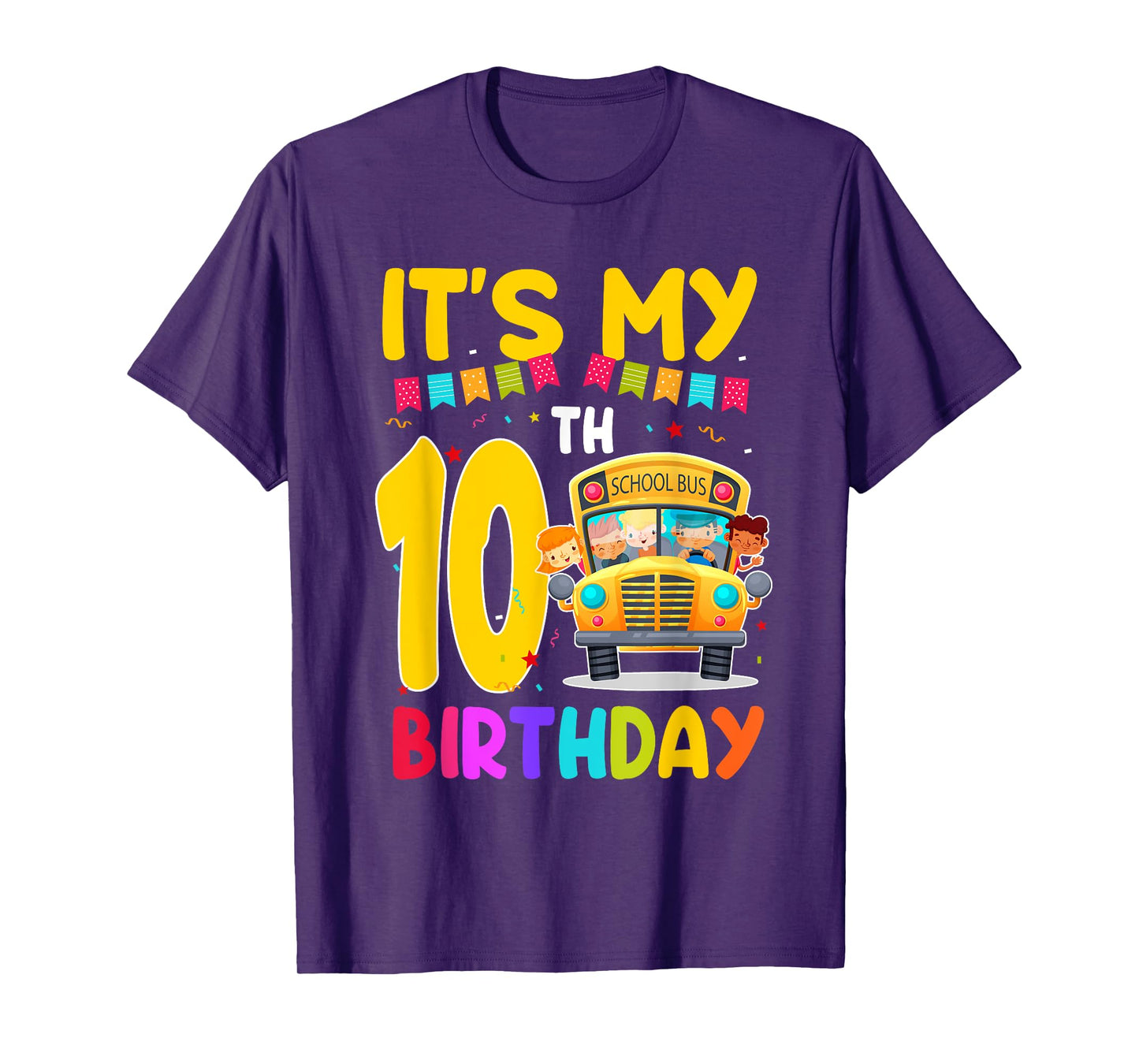 It's My 10th Birthday School Bus Theme 10 Year Old Birthday T-Shirt