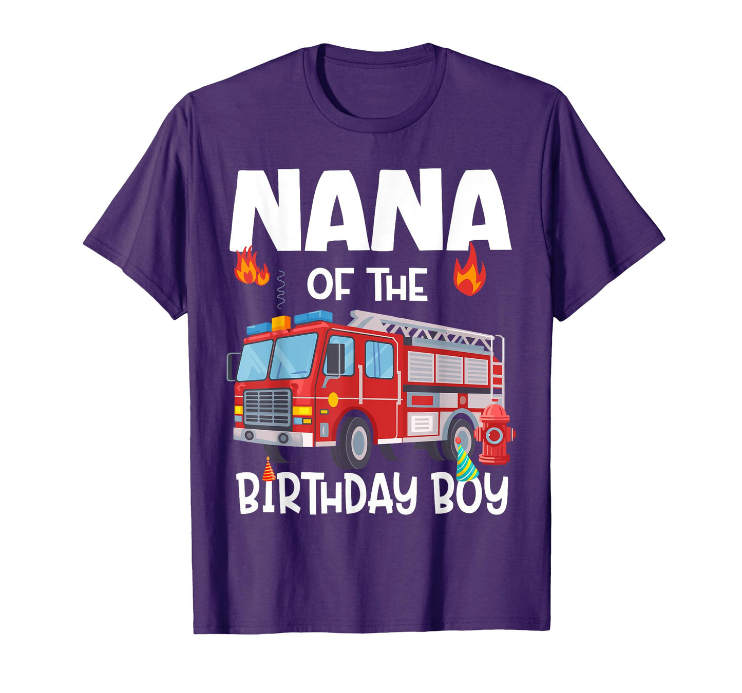 Nana of the Birthday Boy Fire Truck Firefighter Grandma Bday T-Shirt