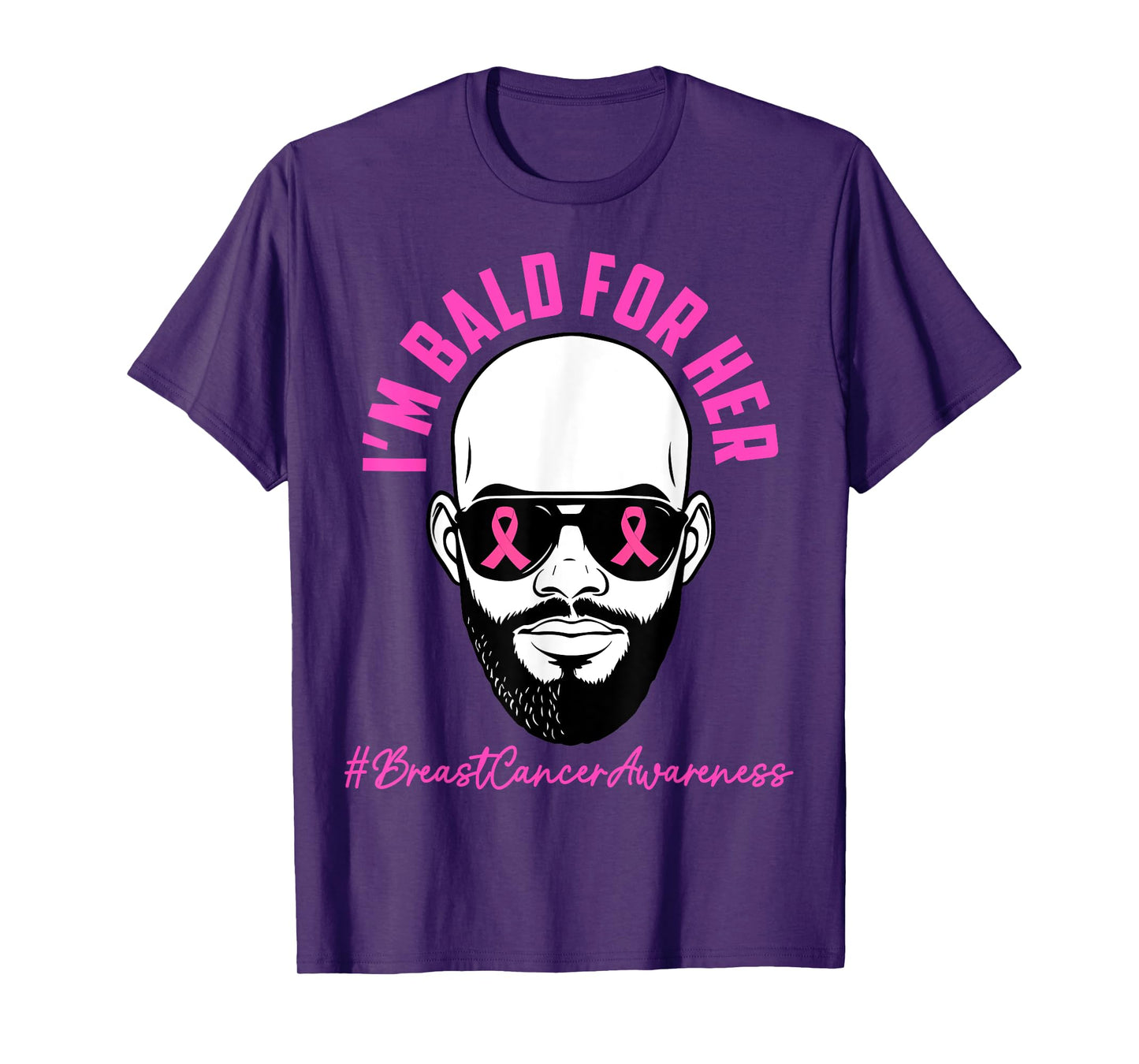 I'm Bald for Her Men Dad Breast Cancer Awareness Husband T-Shirt